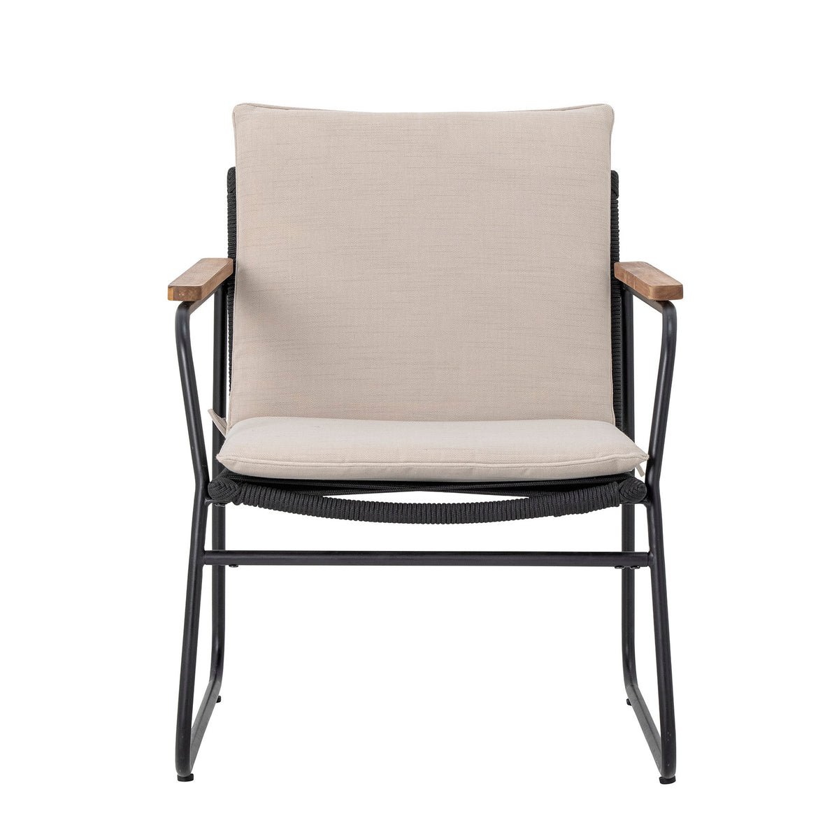 Hampton Loungesessel, Schwarz, Metall in Black präsentiert im Onlineshop von KAQTU Design AG. Outdoor-Sessel mit Armlehnen ist von Bloomingville