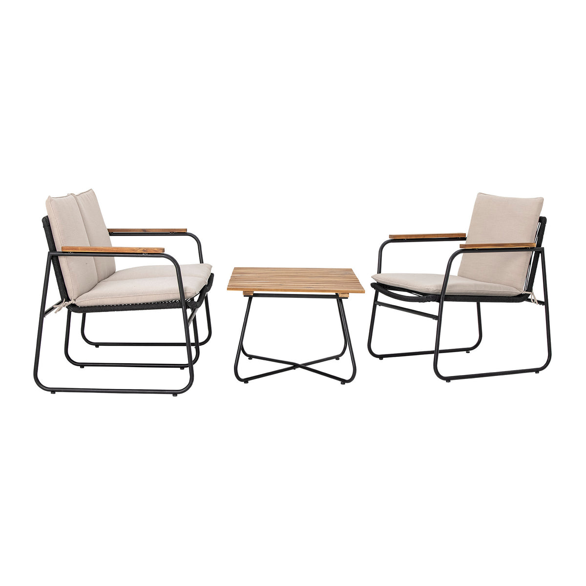 Hampton Loungesessel, Schwarz, Metall in Black präsentiert im Onlineshop von KAQTU Design AG. Outdoor-Sessel mit Armlehnen ist von Bloomingville