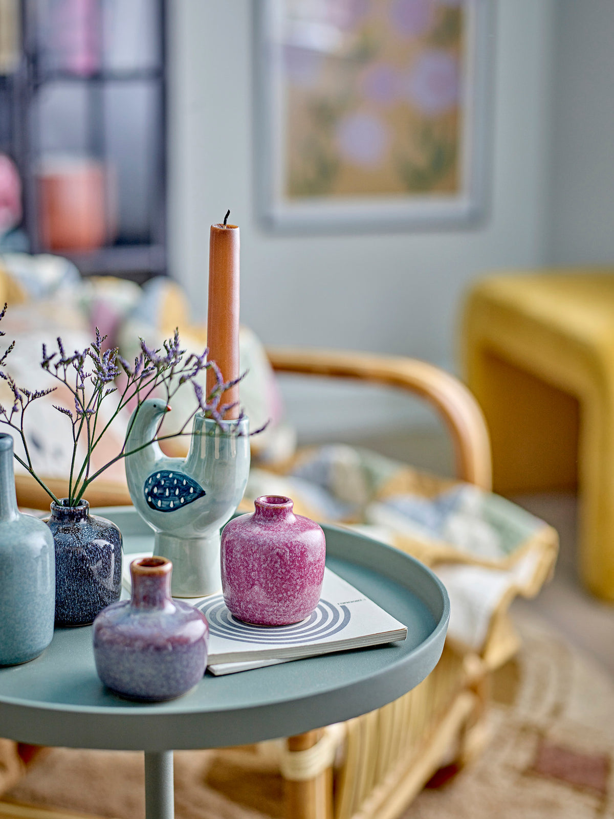Trudy Kerzenhalter, Blau, Steingut in Blau präsentiert im Onlineshop von KAQTU Design AG. Kerzenständer ist von Bloomingville