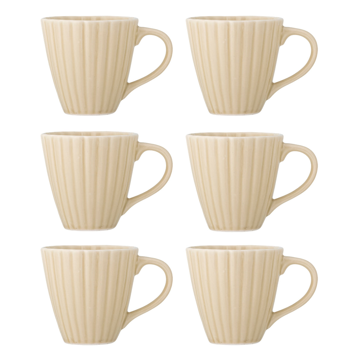 Weisse Latina Tasse aus Steingut von Bloomingville mit einfarbiger Glasur, klassische runde Form, Teil eines Sechser-Sets