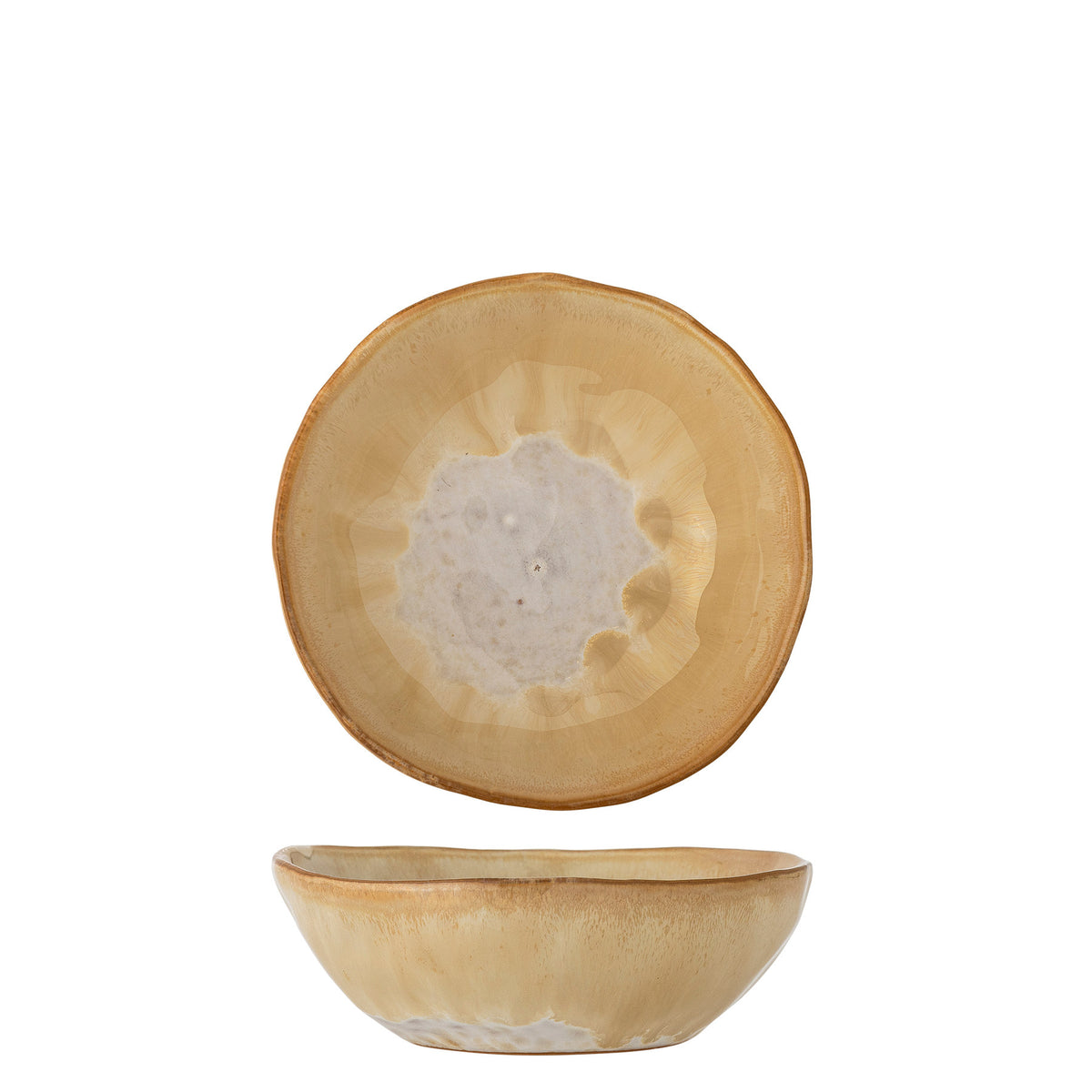 Runde beige Schale aus Steingut mit reaktiver Glasur, erdigen Farbtönen, Durchmesser 13 cm, Höhe 4.5 cm, Serie Nara von Creative Collection