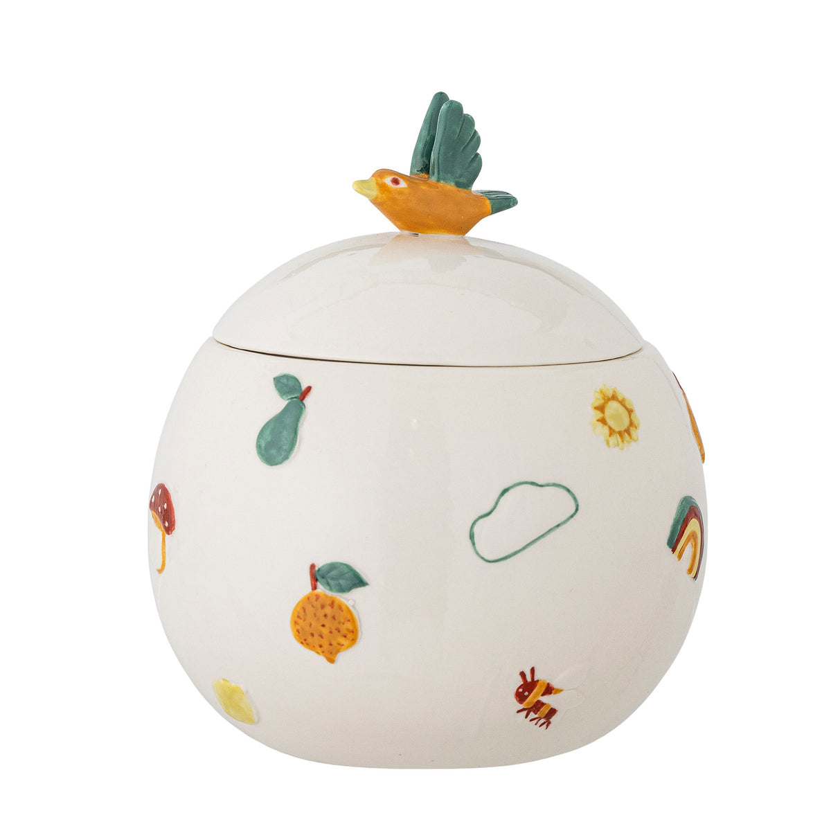 Agnes Gefäss mit Deckel, Weiss, Steingut in Weiß präsentiert im Onlineshop von KAQTU Design AG. Wasserkrüge ist von Bloomingville Mini