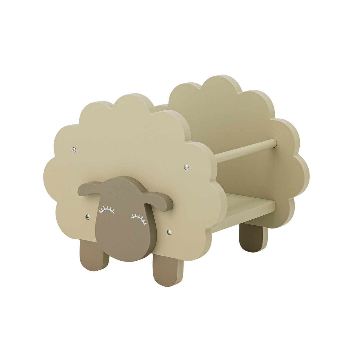 Graues Standregal Dolly aus MDF in Schafform mit rundem Körper, kleinem Kopf und Beinen