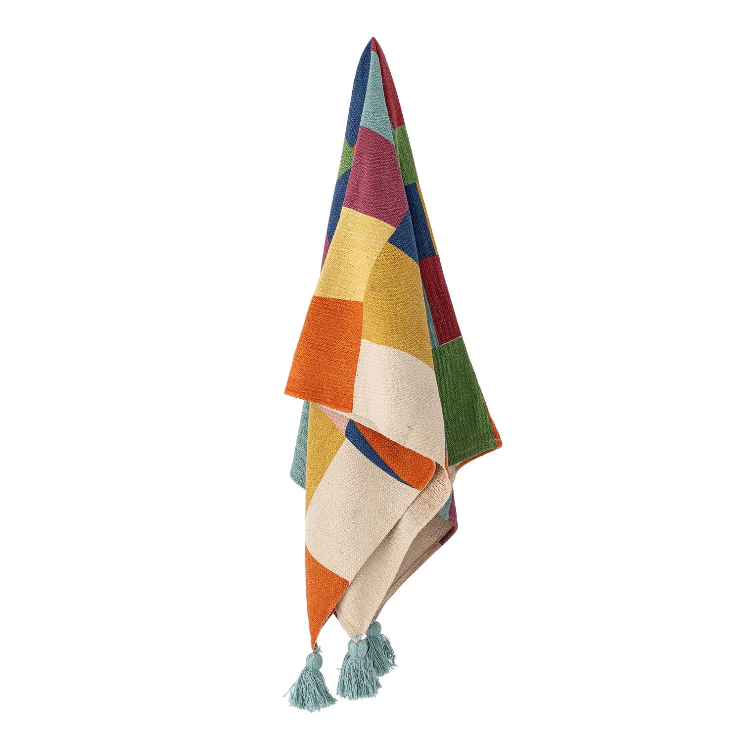 Colorine Decke, Blau, Recycelte Baumwolle in Blau präsentiert im Onlineshop von KAQTU Design AG. Bettüberwurf ist von Bloomingville Mini