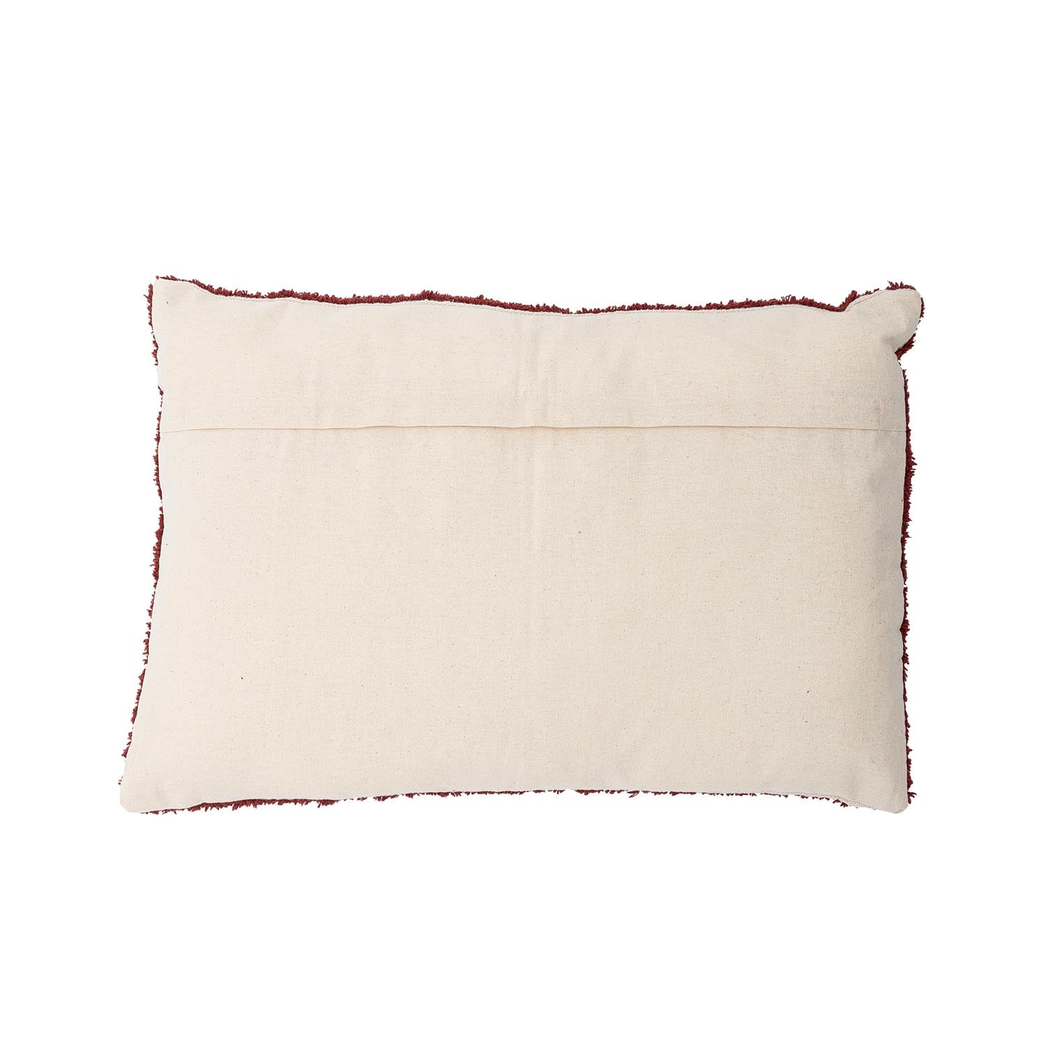 Setze auf das Olica Kissen von Bloomingville! Das stilvolle, rot-braune Kissen aus OEKO-TEX® Baumwolle vereint modernes Design mit Nachhaltigkeit.