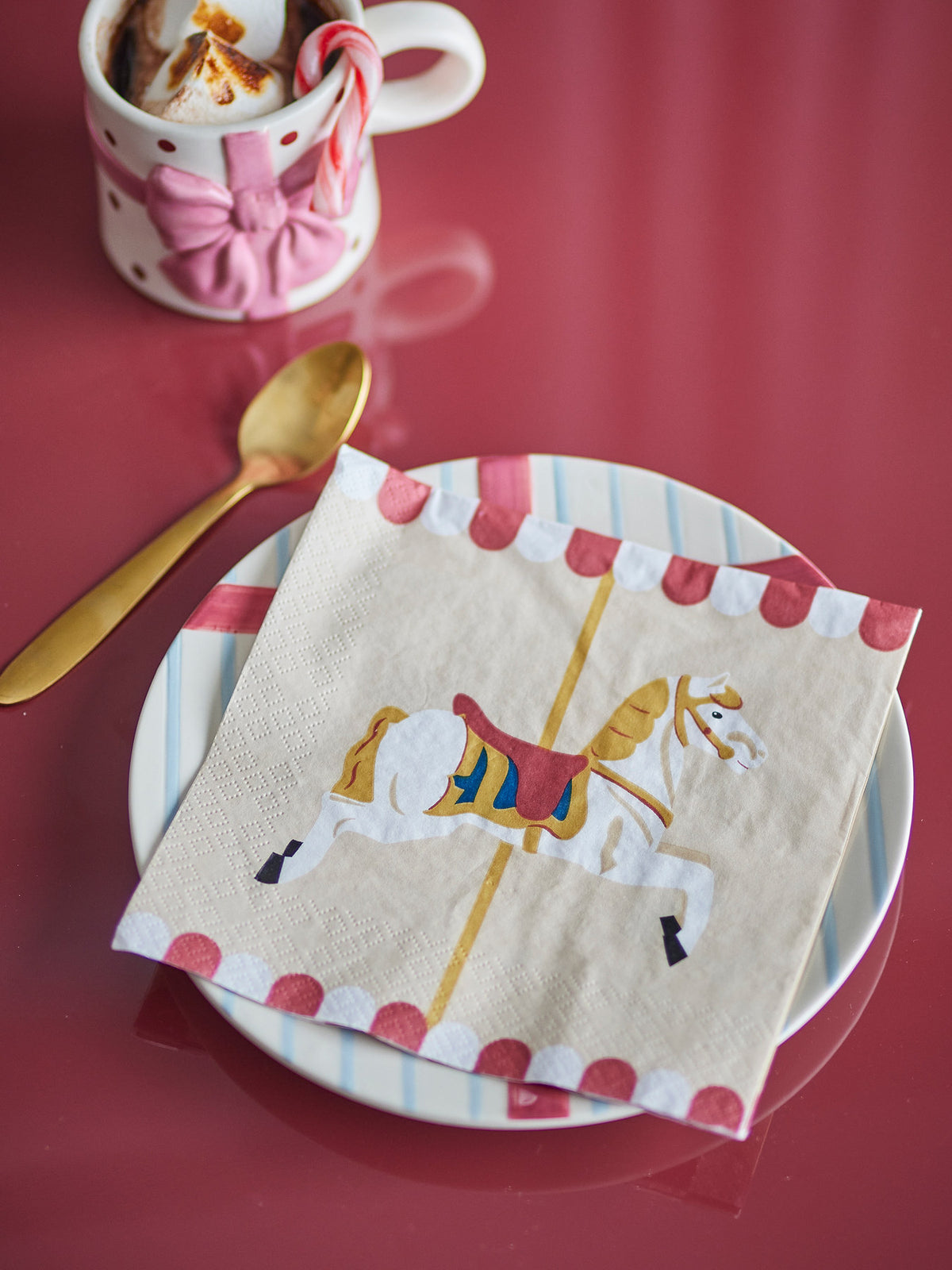 Merry-go-round Serviette, Natur, FSC® Mix, Papier in Natur präsentiert im Onlineshop von KAQTU Design AG. Servietten ist von Bloomingville