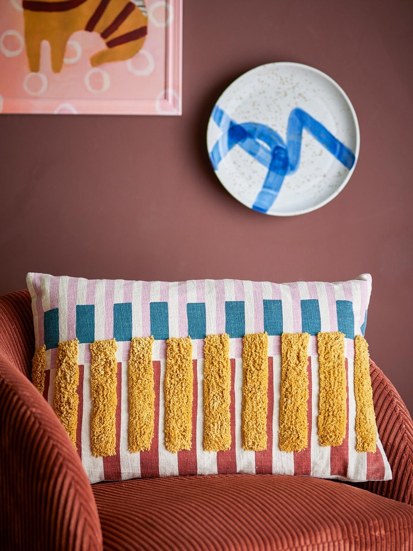 Lane Kissen, Rose, Baumwolle in Rose präsentiert im Onlineshop von KAQTU Design AG. Kissen ist von Bloomingville