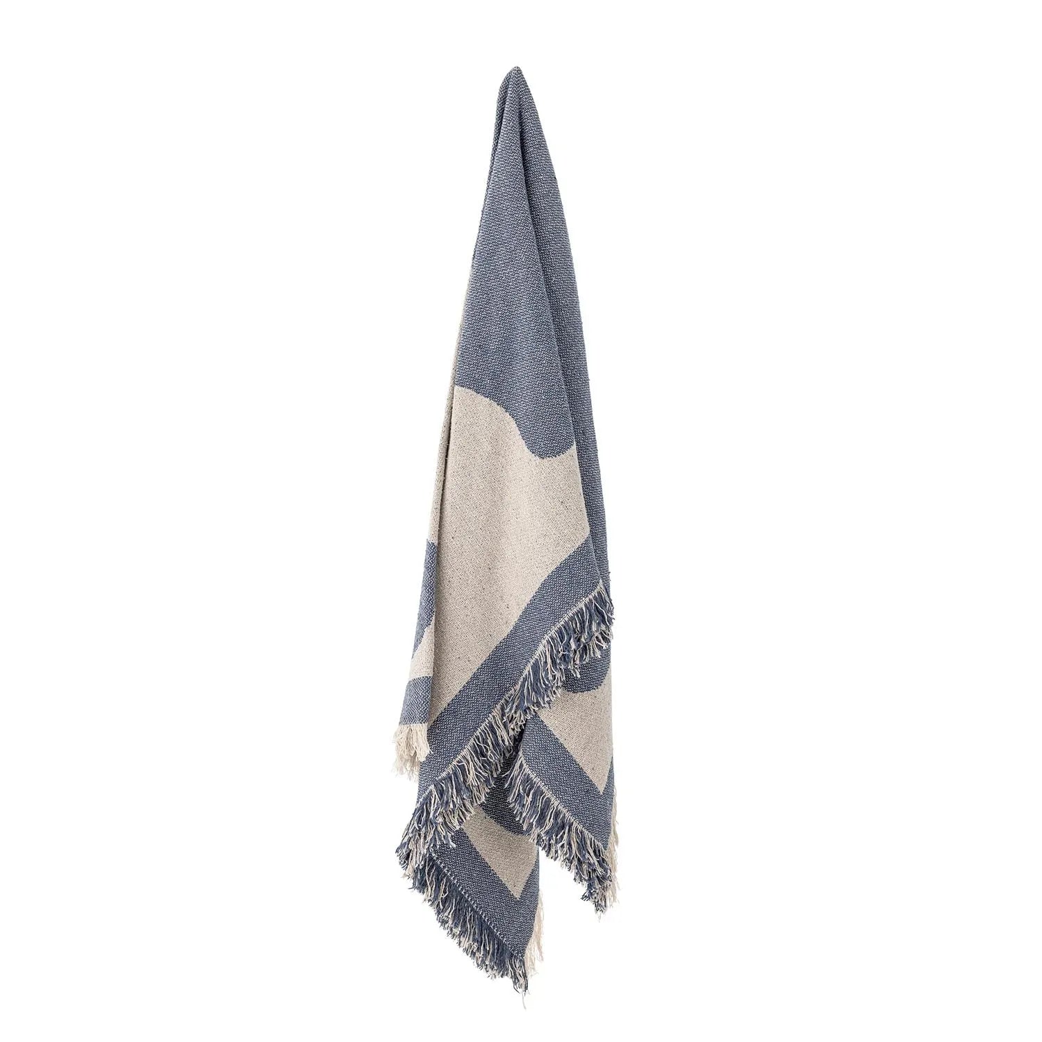 Ethan Decke, Blau, Recycelte Baumwolle in Blau präsentiert im Onlineshop von KAQTU Design AG. Bettüberwurf ist von Bloomingville
