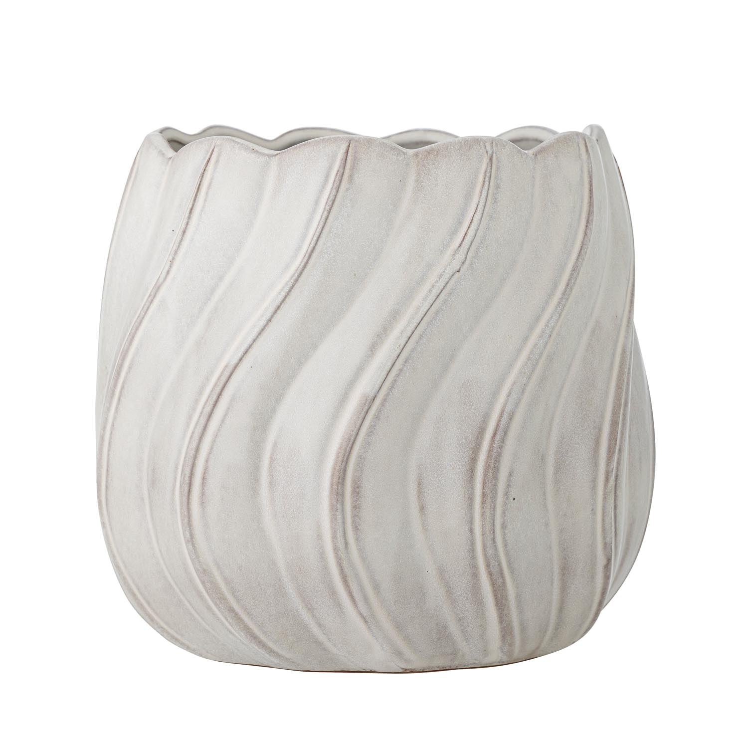 Isidora Blumentopf, Weiß, Steingut in Weiß präsentiert im Onlineshop von KAQTU Design AG. Blumentopf ist von Bloomingville