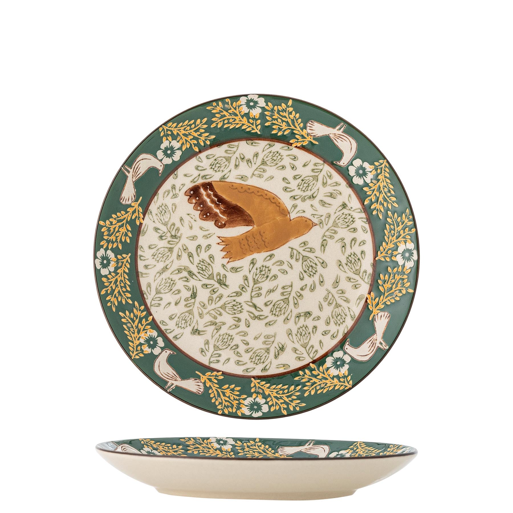 Hezha Teller, Grün, Steingut in Green präsentiert im Onlineshop von KAQTU Design AG. Teller ist von Bloomingville