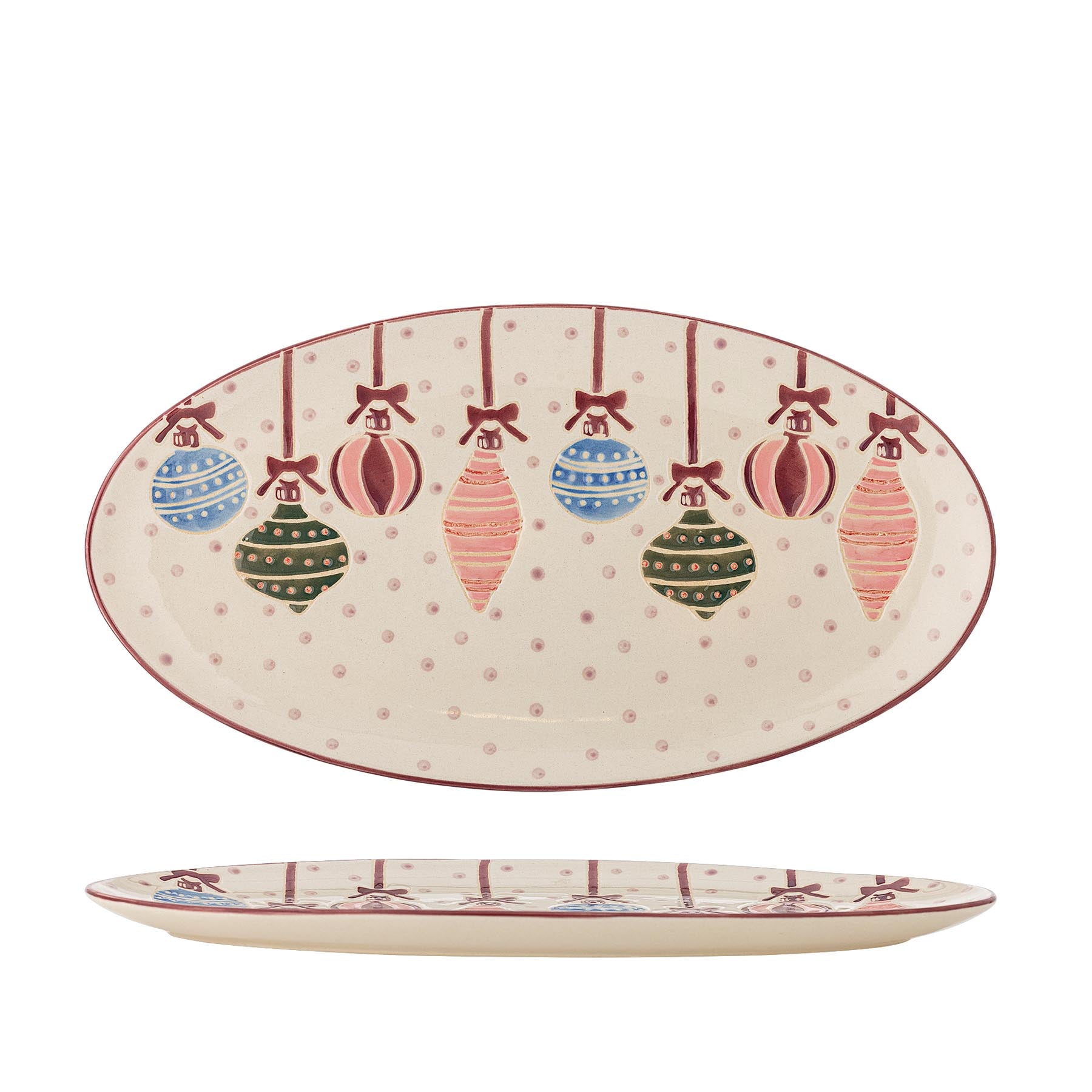 Ornamentia Servierplatte, Rot, Steingut in Red präsentiert im Onlineshop von KAQTU Design AG. Käsezubehör ist von Bloomingville
