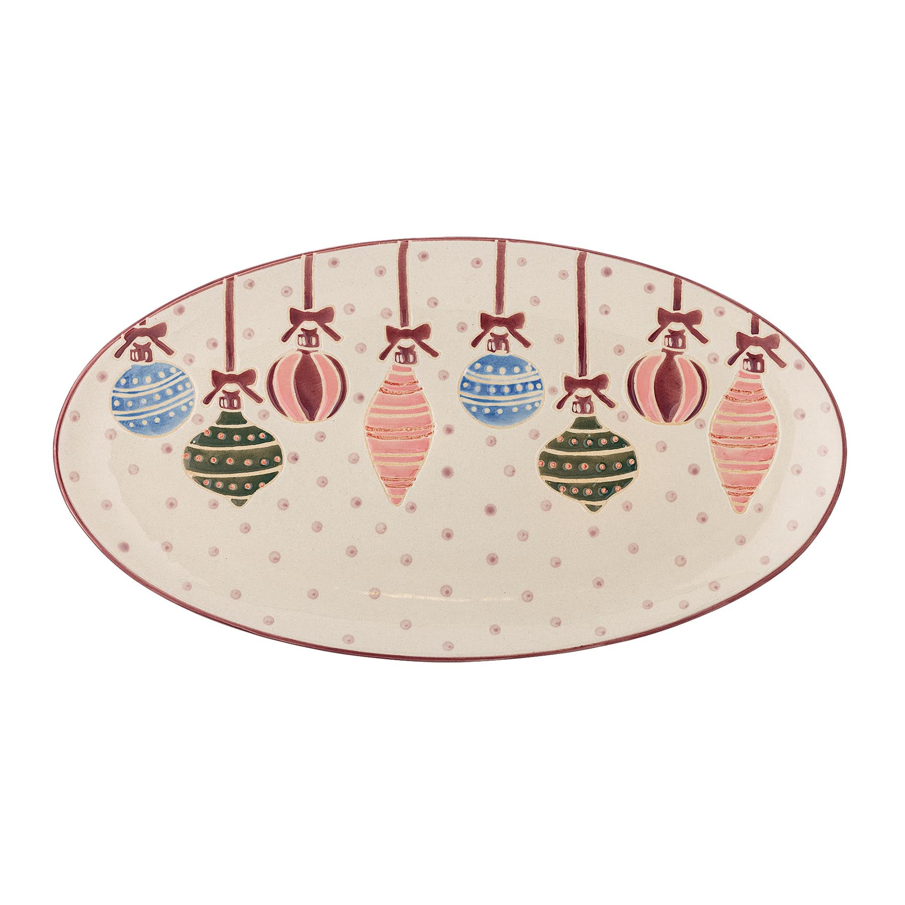 Ornamentia Servierplatte, Rot, Steingut in Red präsentiert im Onlineshop von KAQTU Design AG. Käsezubehör ist von Bloomingville