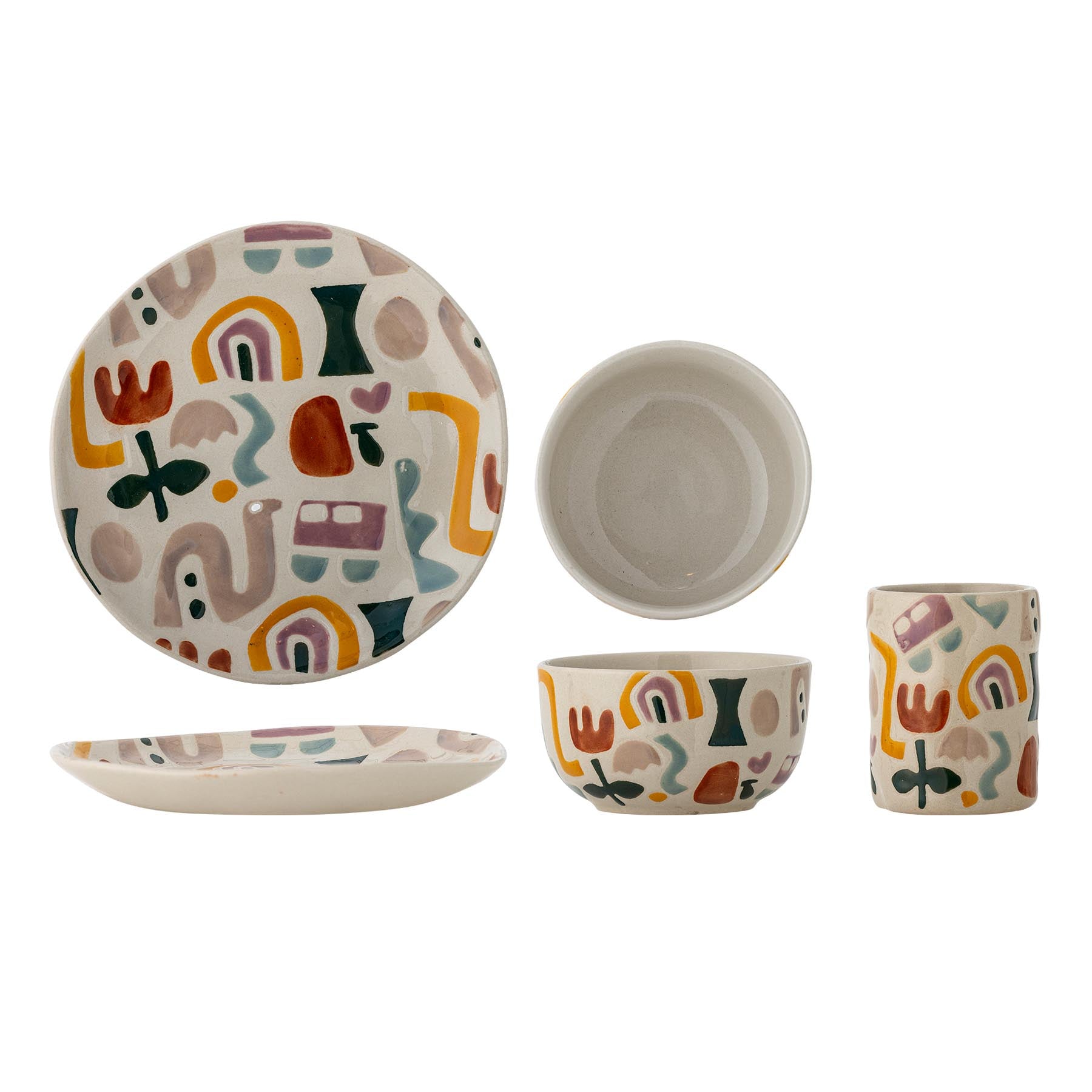 Filur Geschirr-Set, Bunt, Steingut in Multi präsentiert im Onlineshop von KAQTU Design AG. Geschirr ist von Bloomingville Mini