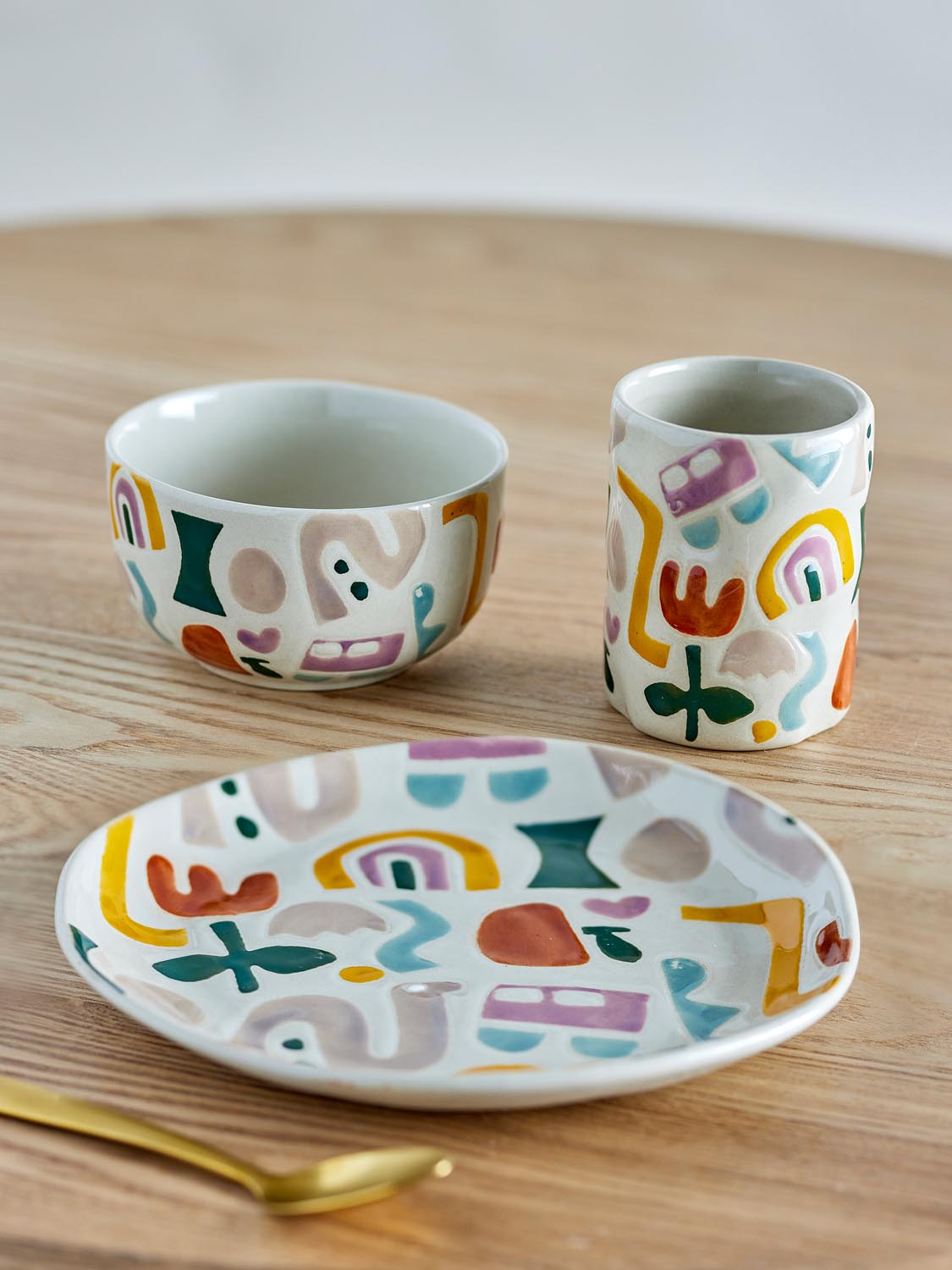 Filur Geschirr-Set, Bunt, Steingut in Multi präsentiert im Onlineshop von KAQTU Design AG. Geschirr ist von Bloomingville Mini