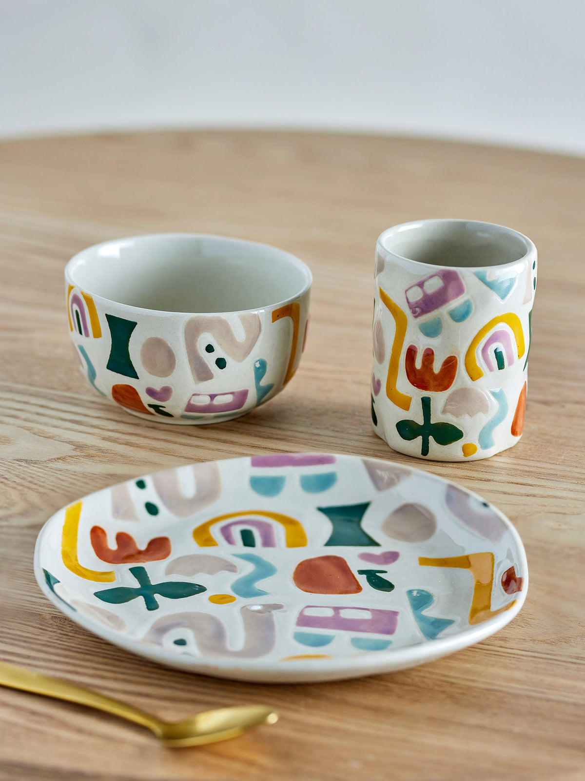 Filur Geschirr-Set, Bunt, Steingut in Multi präsentiert im Onlineshop von KAQTU Design AG. Geschirr ist von Bloomingville Mini