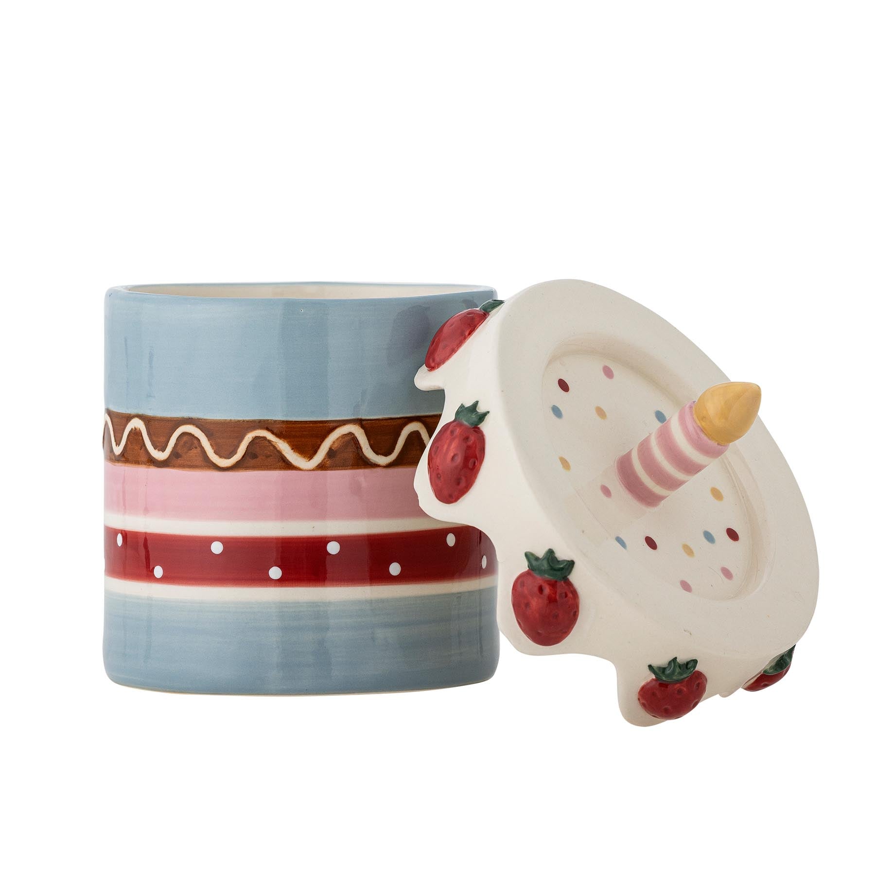 Milkya Gefäß mit Deckel, Bunt, Steingut in Multi präsentiert im Onlineshop von KAQTU Design AG. Kanne ist von Bloomingville Mini