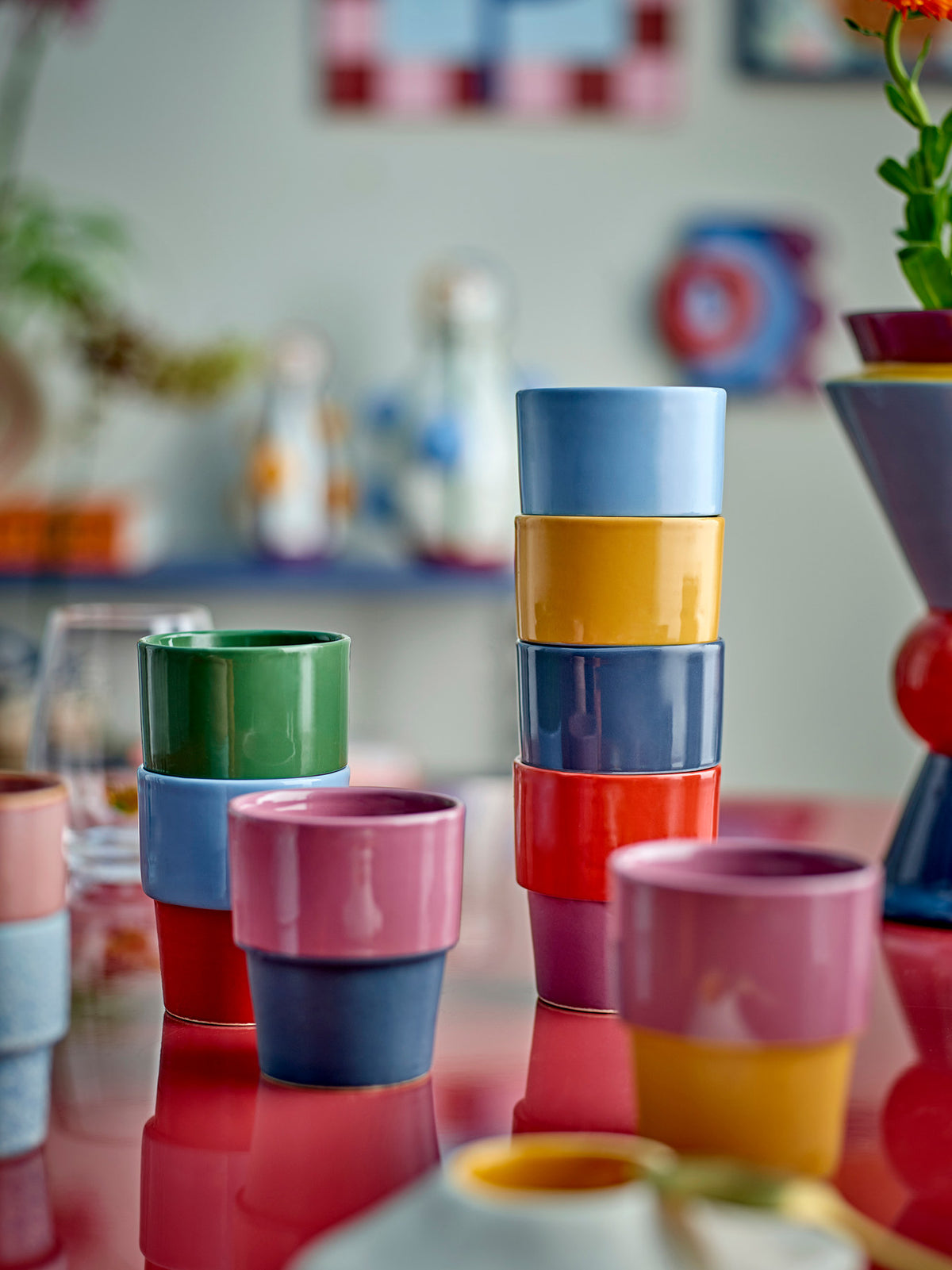Ewan Tasse, Bunt, Steingut in Multi präsentiert im Onlineshop von KAQTU Design AG. Tasse ist von Bloomingville