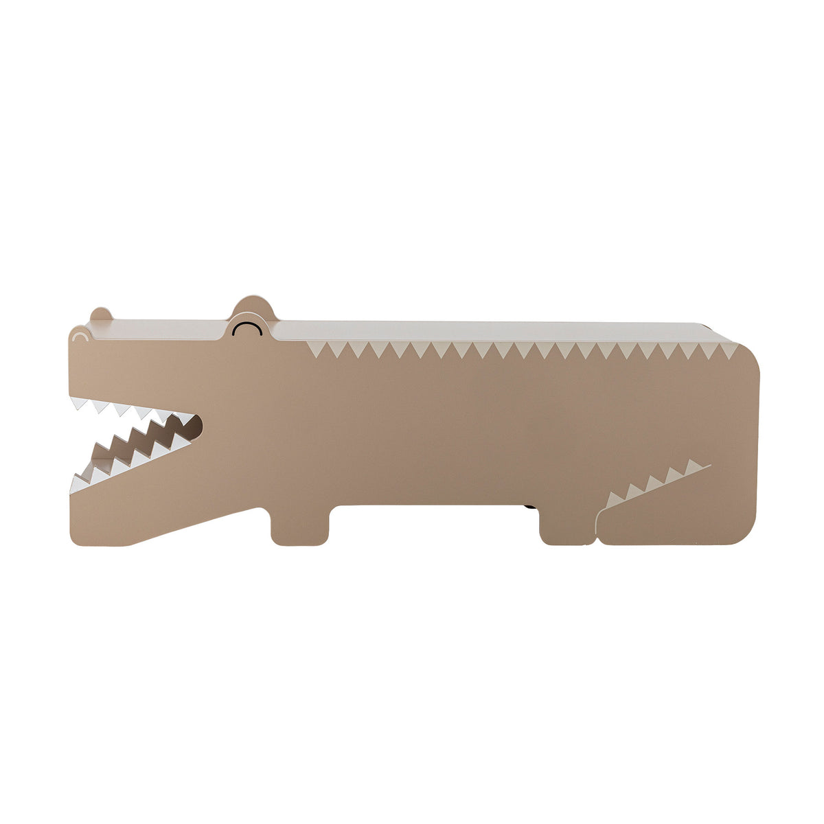 Sitzbank Arnie von Bloomingville Mini in Beige, aus FSC®100% MDF gefertigt, in Alligatorform mit seitlichen Öffnungen für Stauraum
