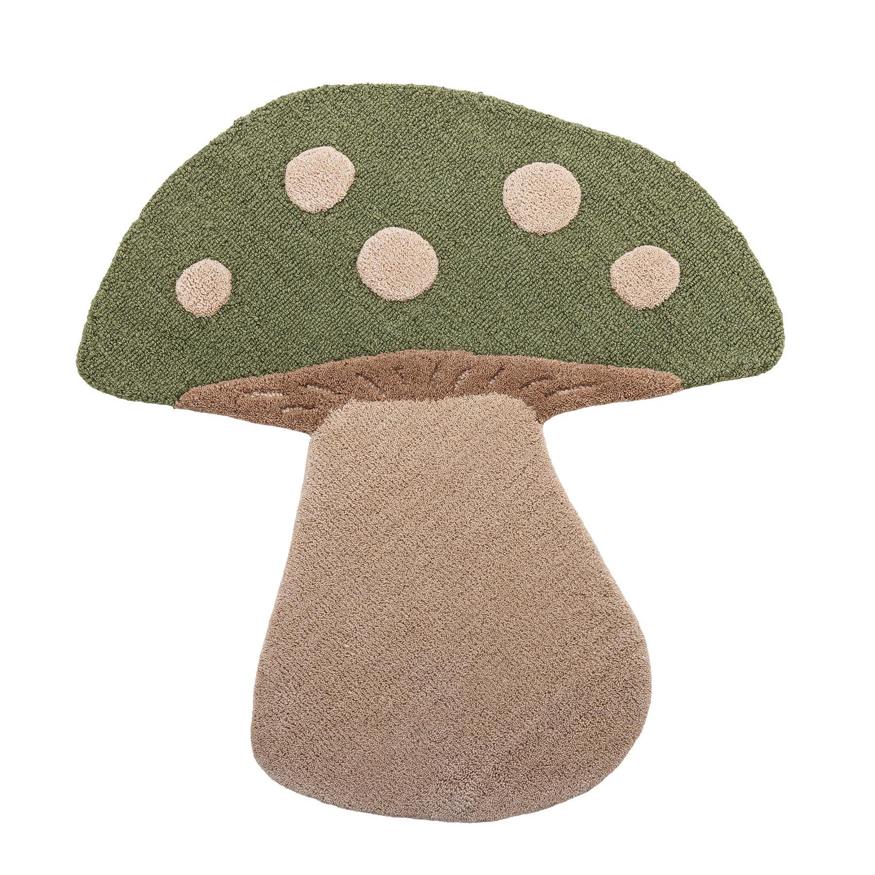 Mushroom Teppich, Grün, Wolle in Green präsentiert im Onlineshop von KAQTU Design AG. Teppich ist von Bloomingville Mini