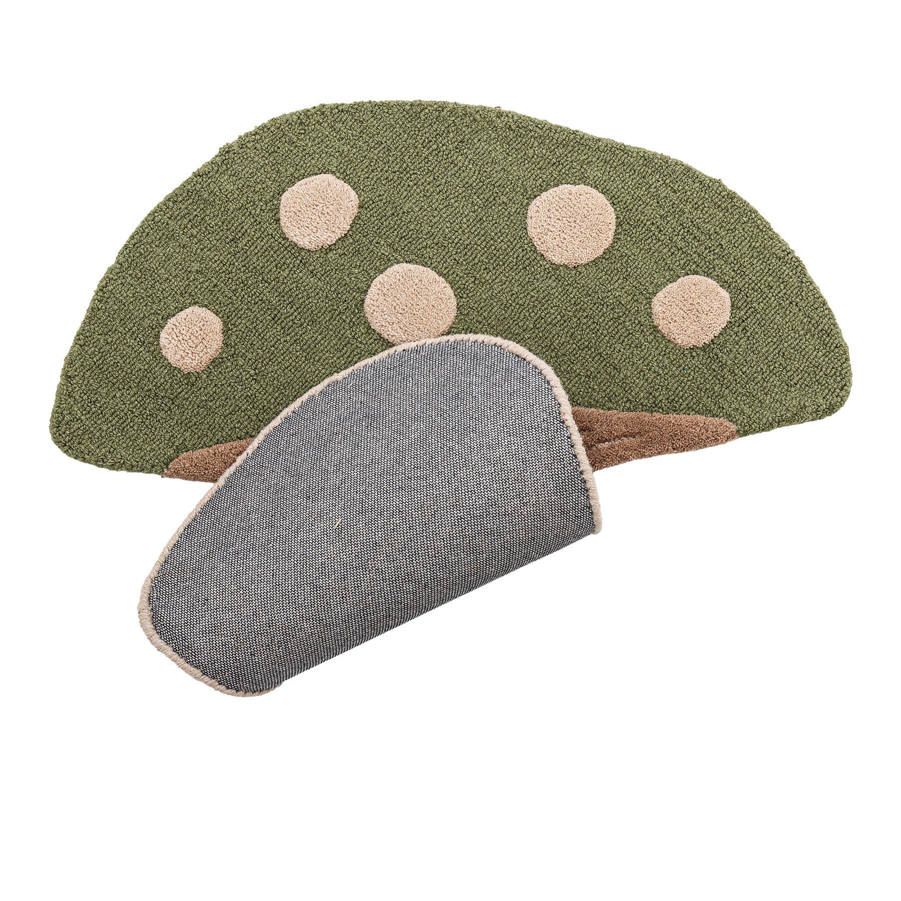 Mushroom Teppich, Grün, Wolle in Green präsentiert im Onlineshop von KAQTU Design AG. Teppich ist von Bloomingville Mini