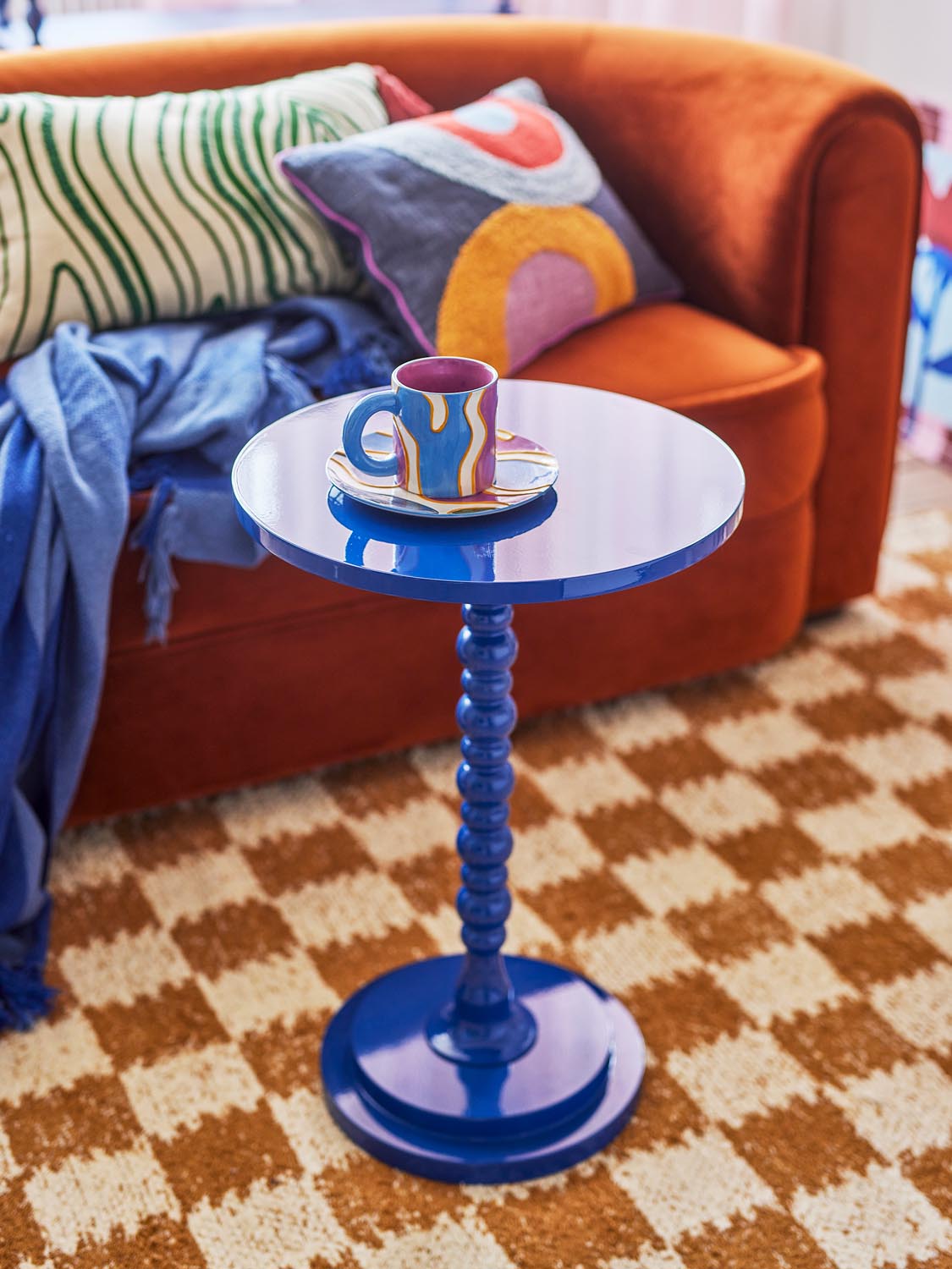 Ellar Beistelltisch, Blau, FSC®100%, MDF in Blue präsentiert im Onlineshop von KAQTU Design AG. Standregal ist von Bloomingville