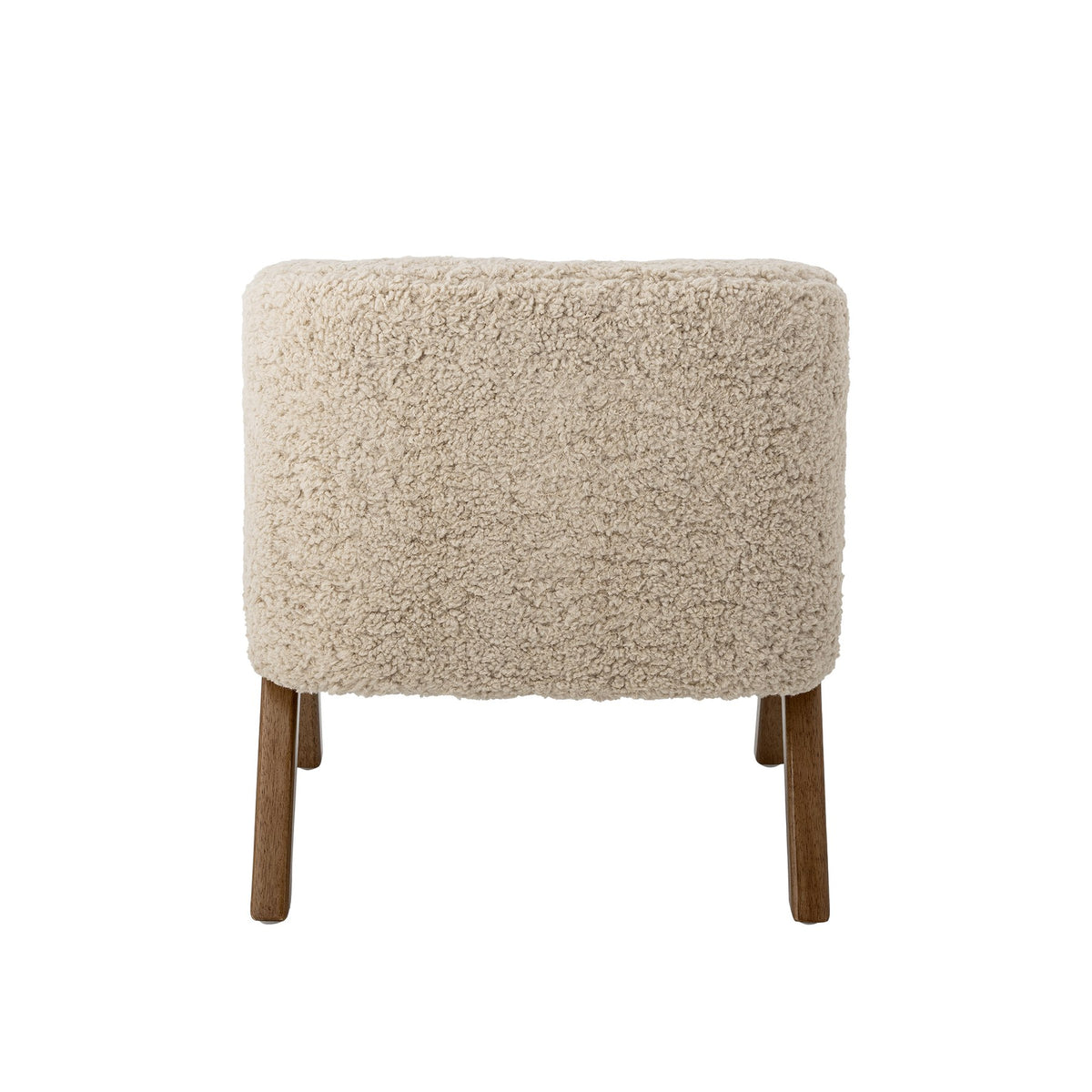 Camino Loungesessel von Bloomingville Mini in Natur, runde Form mit Teddy-Fleece-Bezug, Holzbeinen und Fusskappen.