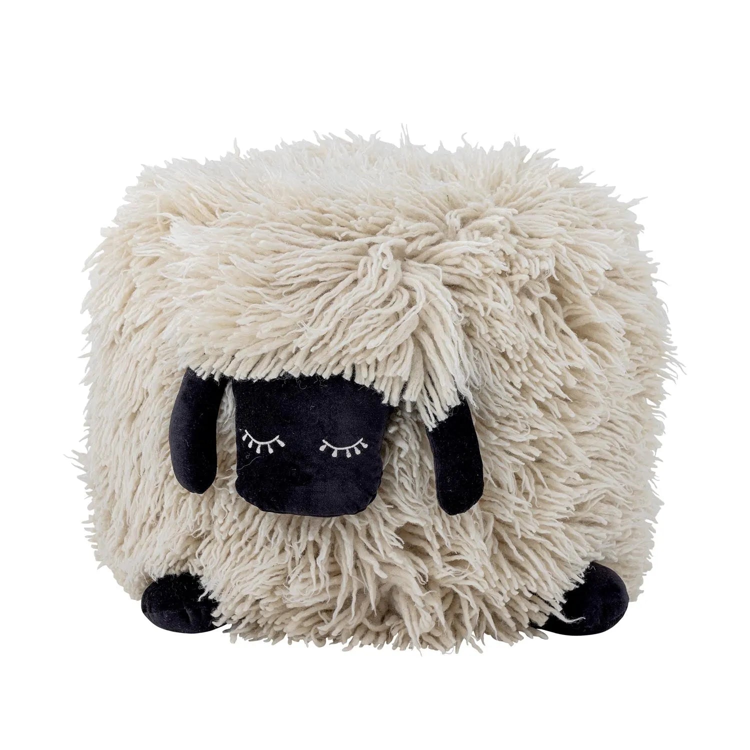 Dolly Pouf, Weiß, Wolle in Weiß präsentiert im Onlineshop von KAQTU Design AG. Pouf ist von Bloomingville Mini