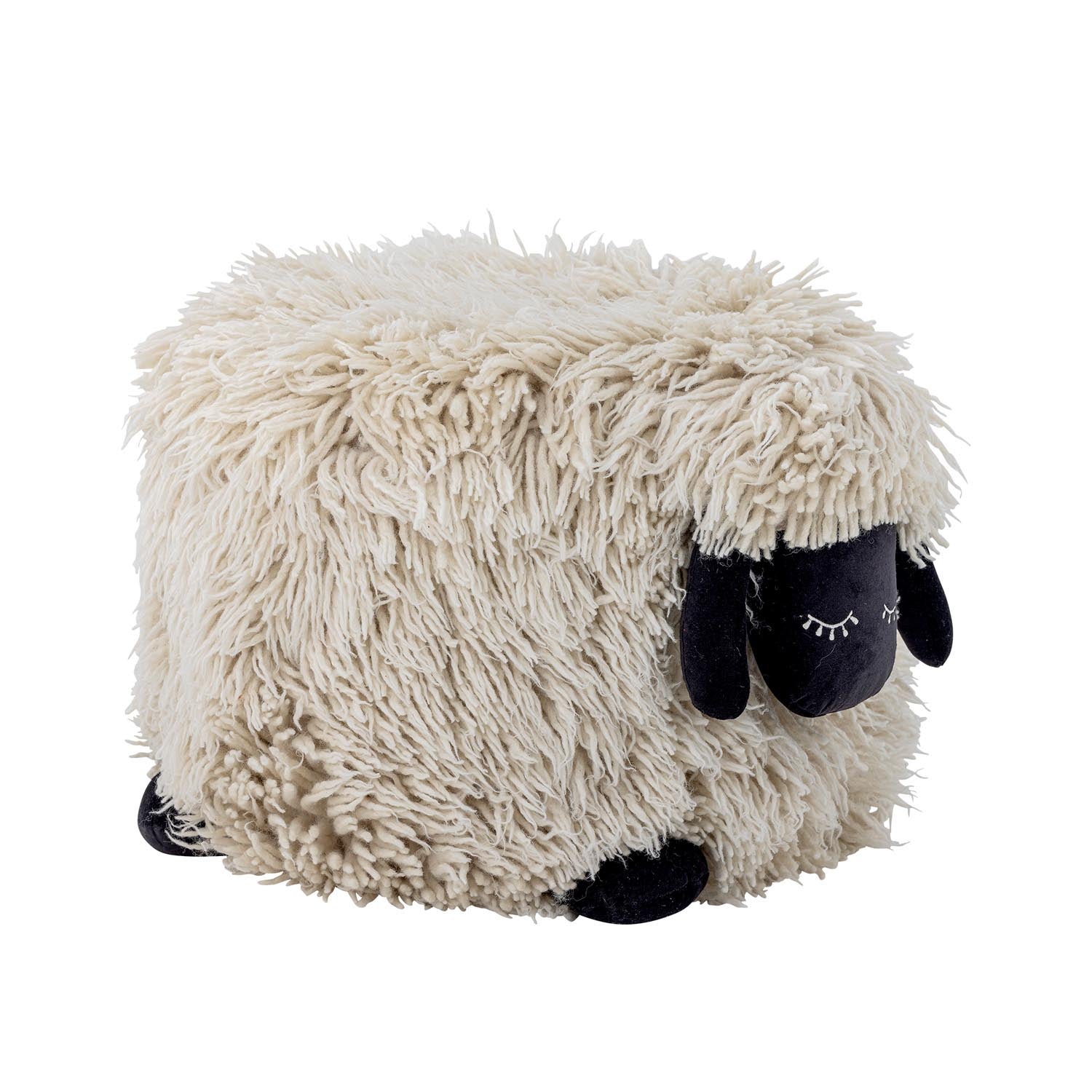 Der charmante Dolly Pouf von Bloomingville MINI in Weiß ist aus weicher Wolle gefertigt und bringt spielerische Eleganz in Ihr Zuhause.