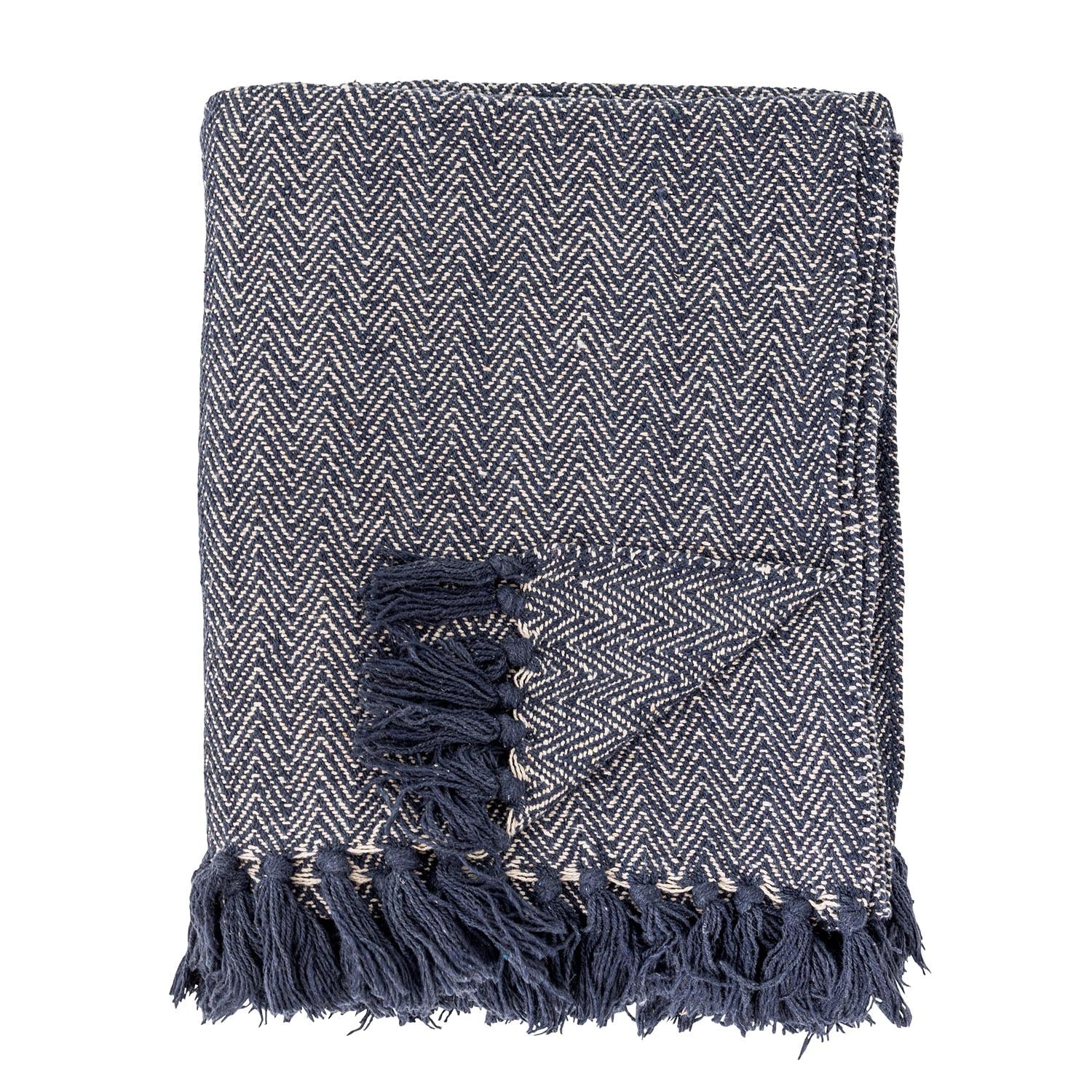 Herringbone Decke, Schwarz, Recycelte Baumwolle in Schwarz präsentiert im Onlineshop von KAQTU Design AG. Bettüberwurf ist von Creative Collection