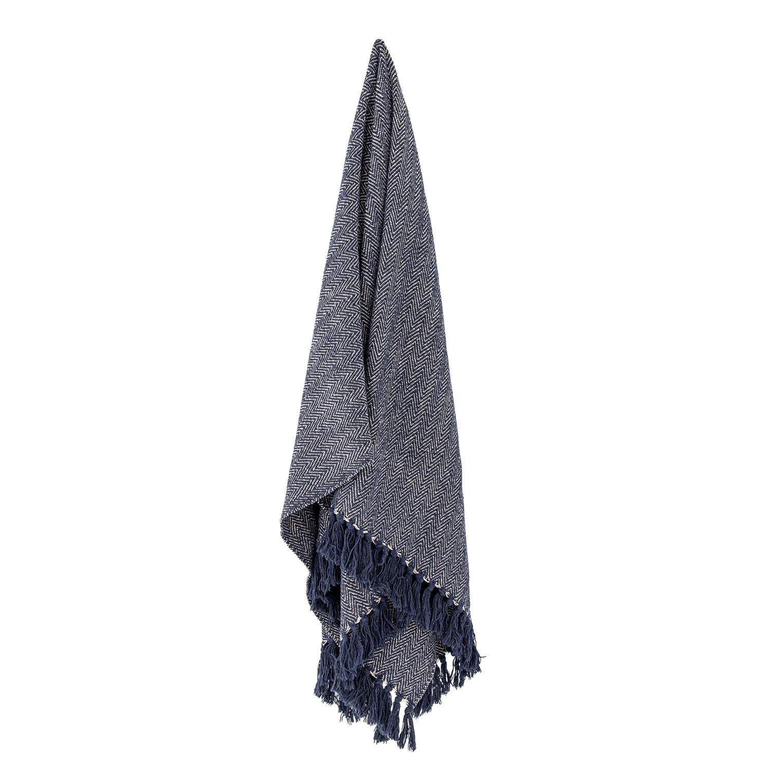 Herringbone Decke, Schwarz, Recycelte Baumwolle in Schwarz präsentiert im Onlineshop von KAQTU Design AG. Bettüberwurf ist von Creative Collection