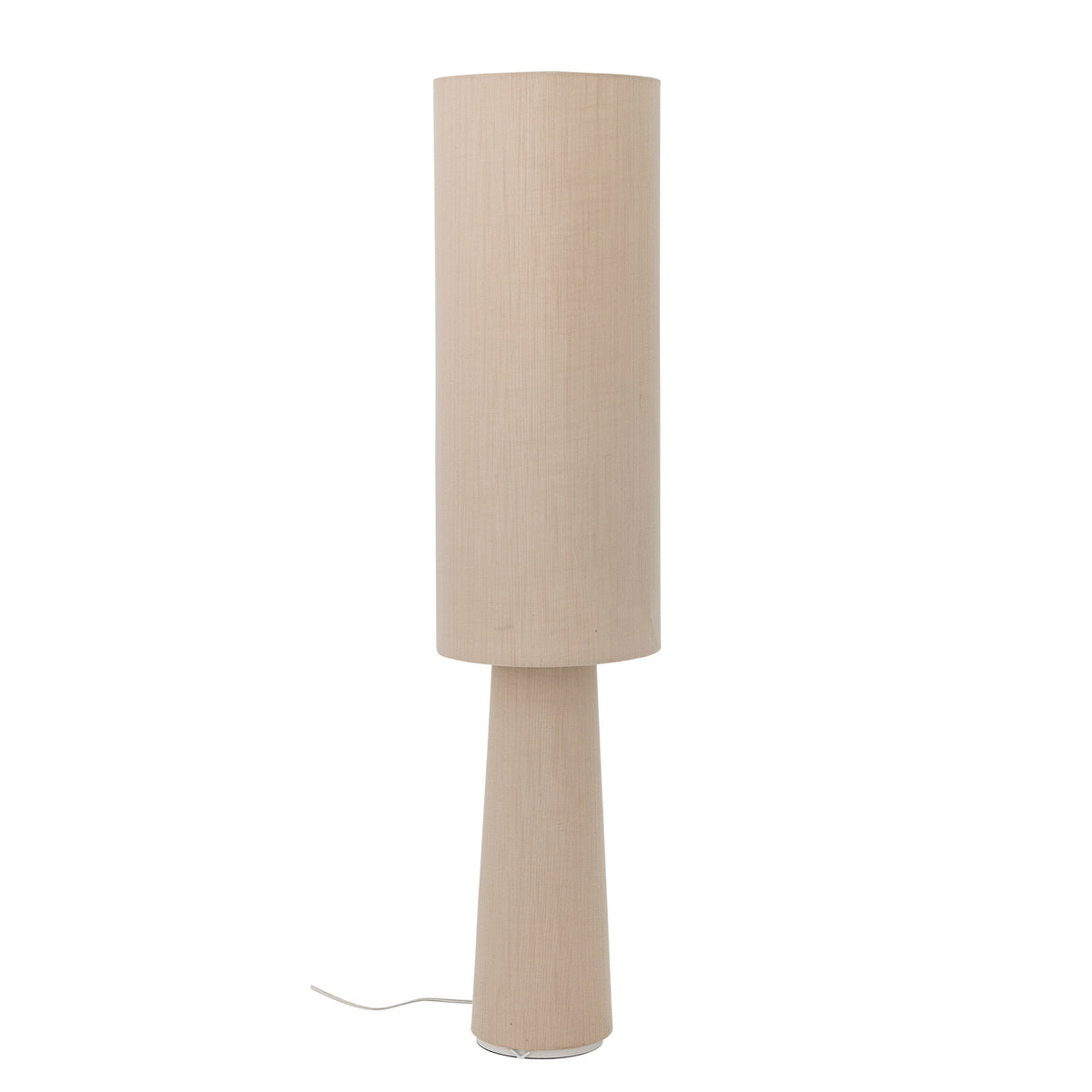 Stehleuchte Emmie von Bloomingville in Beige mit Lampenschirm aus Leinen und schlankem Gestell aus Eisen, Höhe 120 cm, Durchmesser 28 cm.