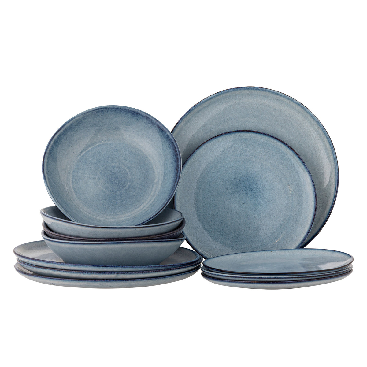Sandrine Geschirrset, Blue, Steingut in Blau präsentiert im Onlineshop von KAQTU Design AG. Geschirrset ist von Bloomingville