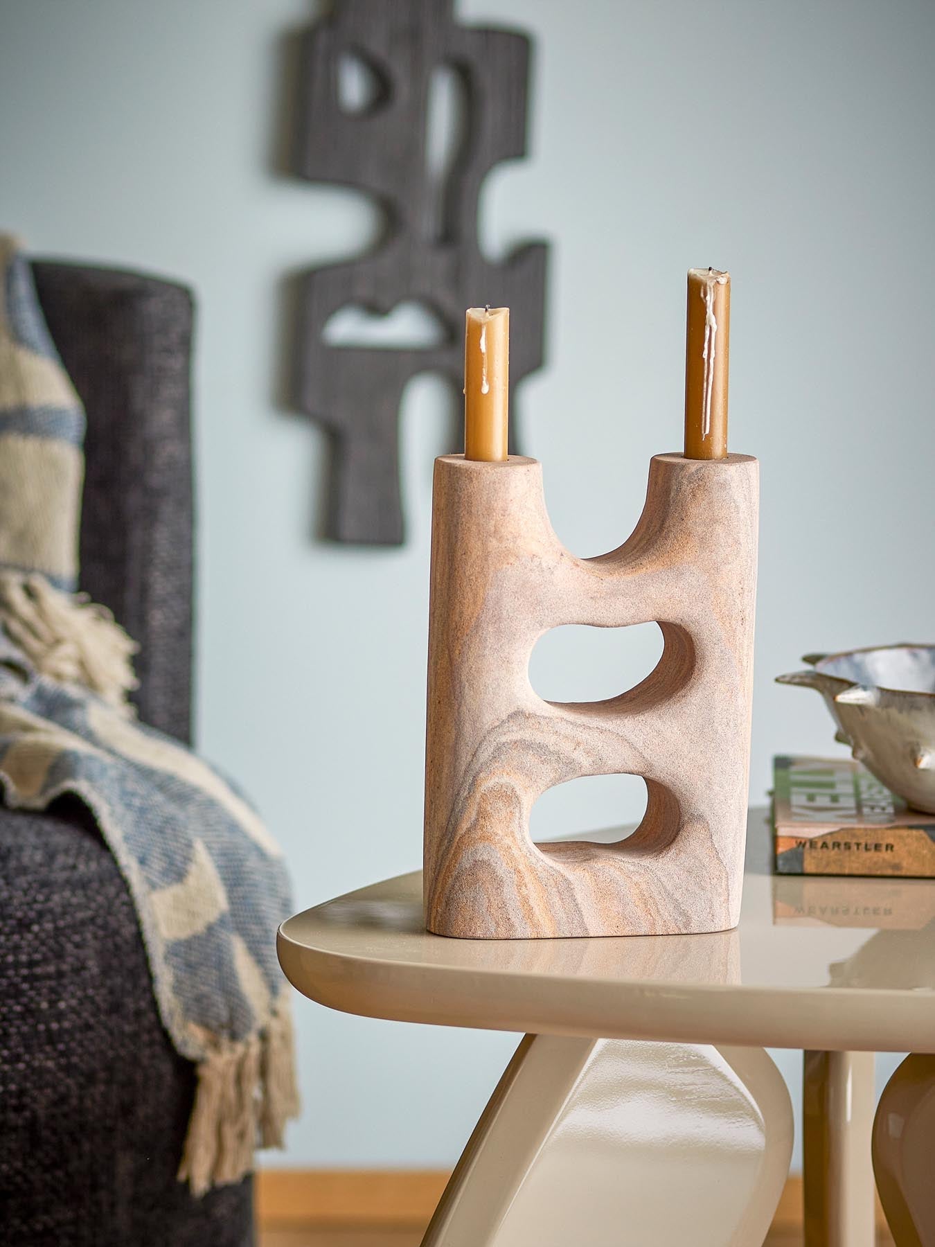 Lodi Kerzenhalter, Natur, Sandstein in Natur präsentiert im Onlineshop von KAQTU Design AG. Kerzenständer ist von Bloomingville