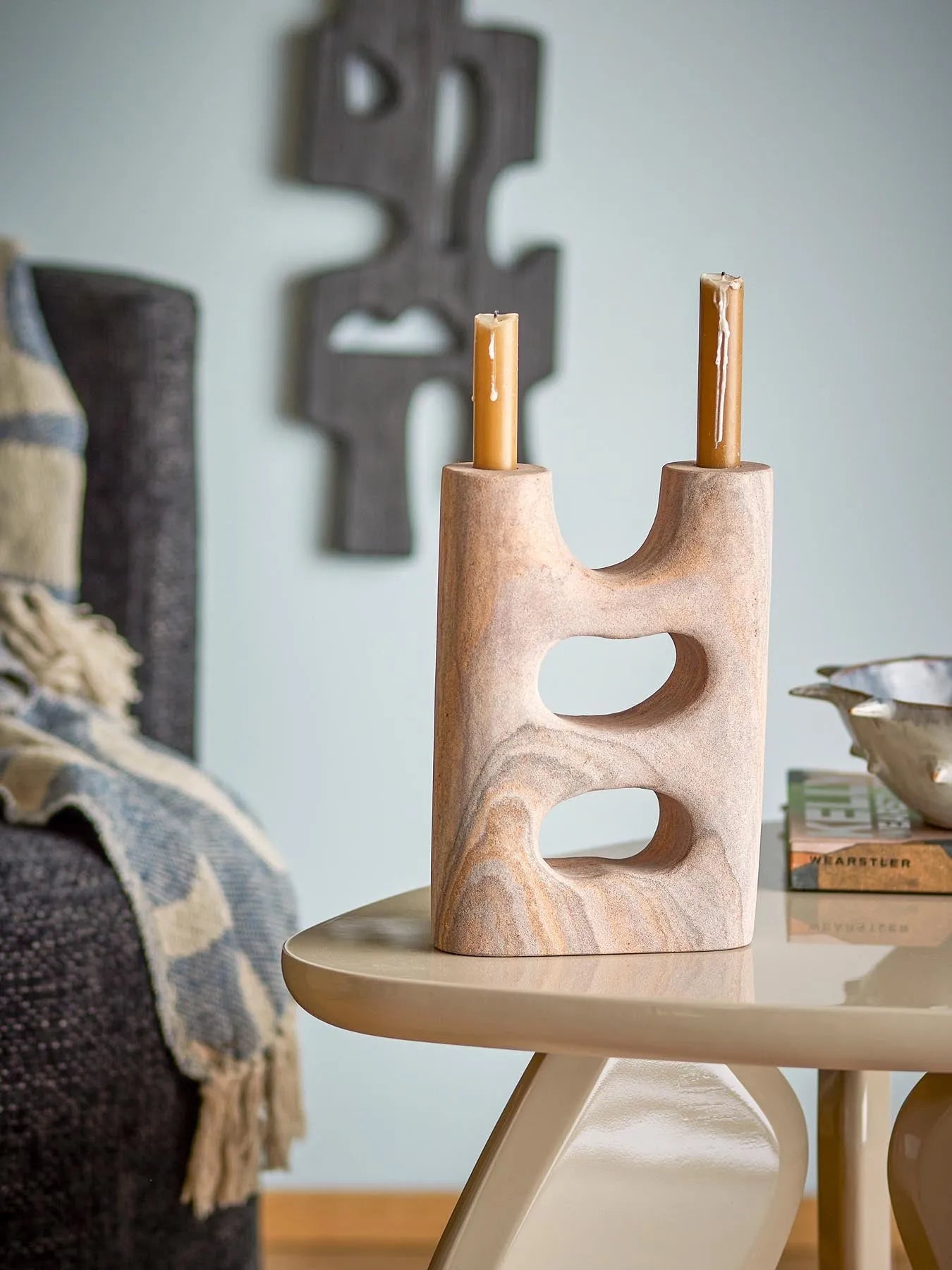 Lodi Kerzenhalter, Natur, Sandstein in Natur präsentiert im Onlineshop von KAQTU Design AG. Kerzenständer ist von Bloomingville
