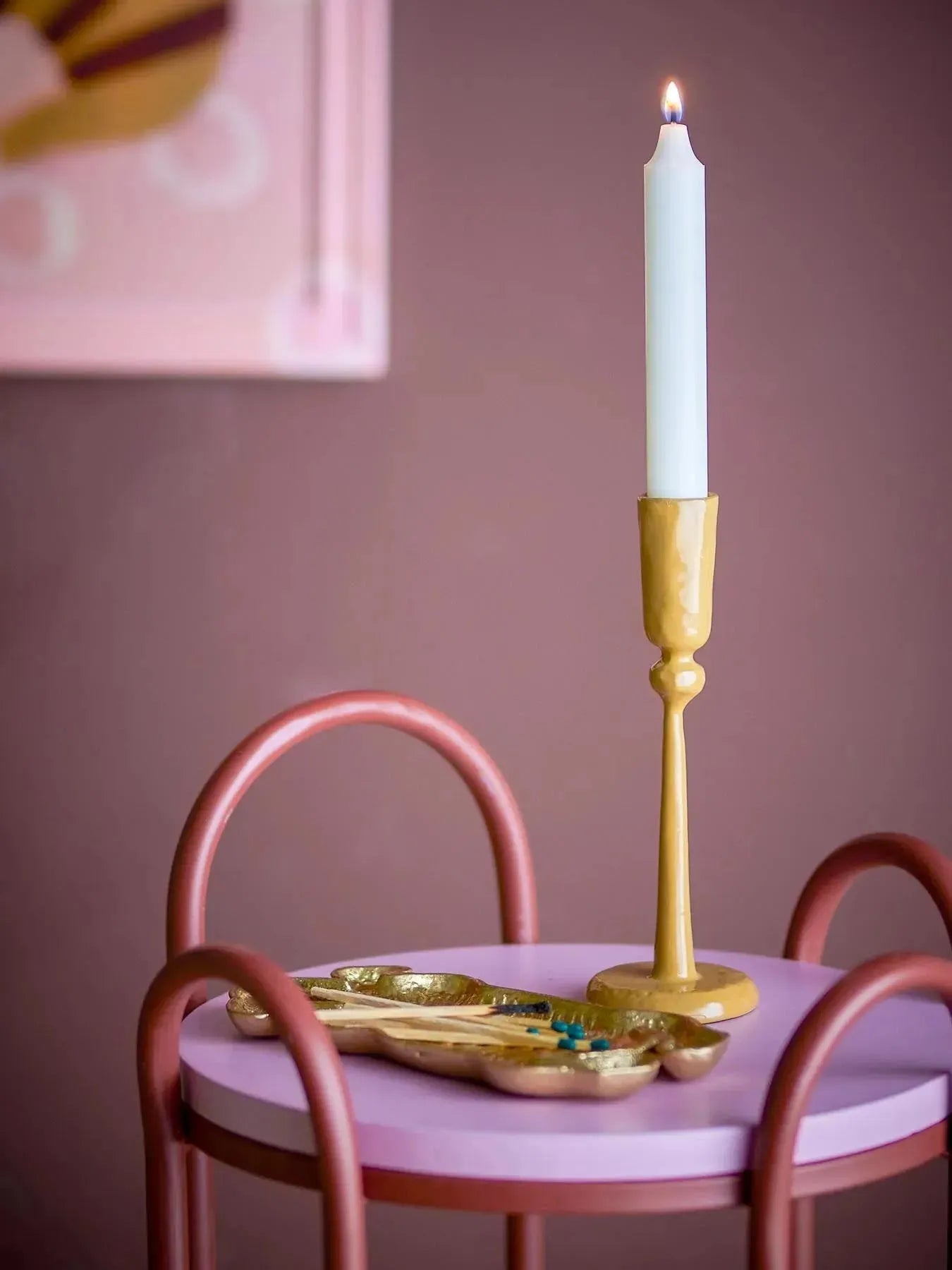 Eber Kerzenhalter, Gelb, Metall in Gelb präsentiert im Onlineshop von KAQTU Design AG. Kerzenständer ist von Bloomingville