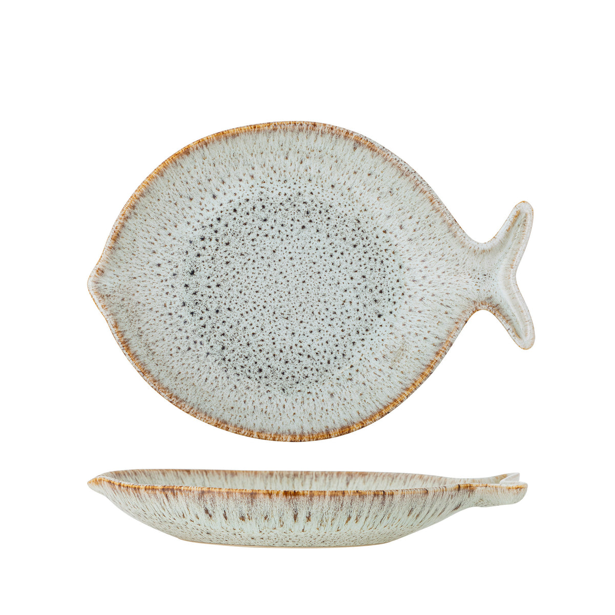 Längliche Servierplatte in Beige aus Steinzeug mit reaktiver Glasur, Fleur Serie von Creative Collection, Boho Chic Stil, für den Esstisch.