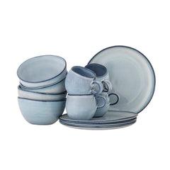 Sandrine Frühstück Set, Blau, Steingut