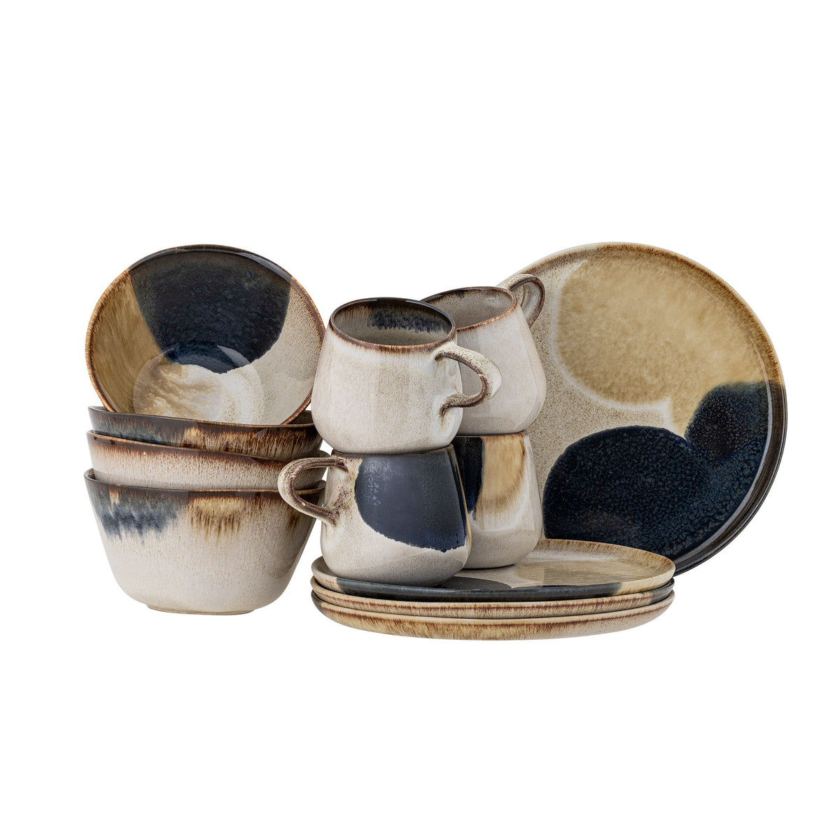Jules Frühstück Set, Grau, Steingut in Grau präsentiert im Onlineshop von KAQTU Design AG. Geschirrset ist von Bloomingville