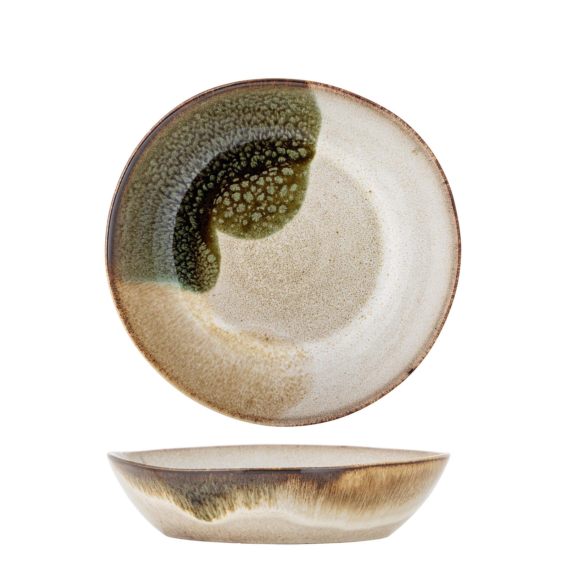 Jules Teller Tiefer, Grün, Steingut in Green präsentiert im Onlineshop von KAQTU Design AG. Teller ist von Bloomingville