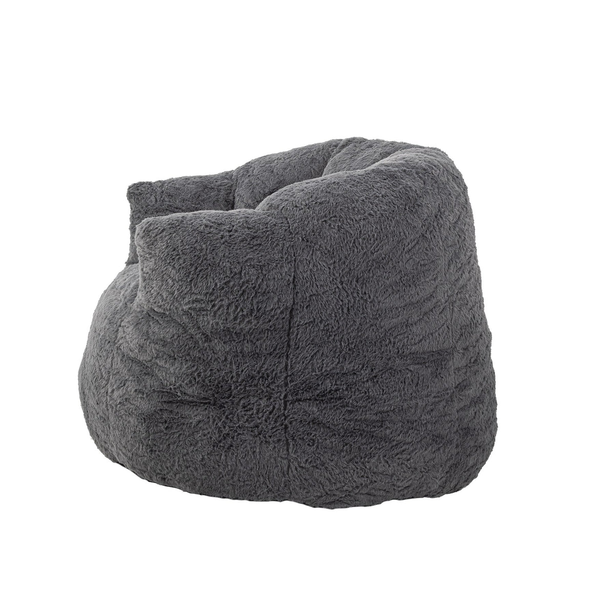 Grauer Loungesessel Kari aus gewebtem Polyester mit runder, stark gepolsterter Silhouette und voluminöser Form für das Kinderzimmer.