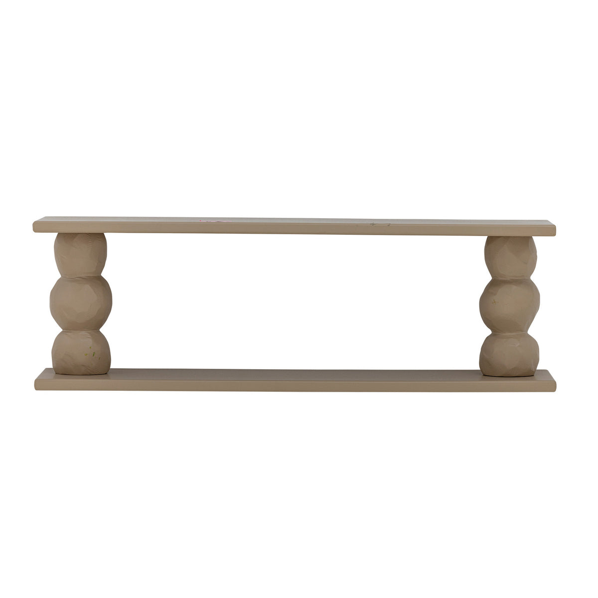 Wandregal Solan in Beige von Bloomingville aus MDF und Tannenholz mit lackierter Oberfläche und abgerundeten, übereinander angeordneten Formen.