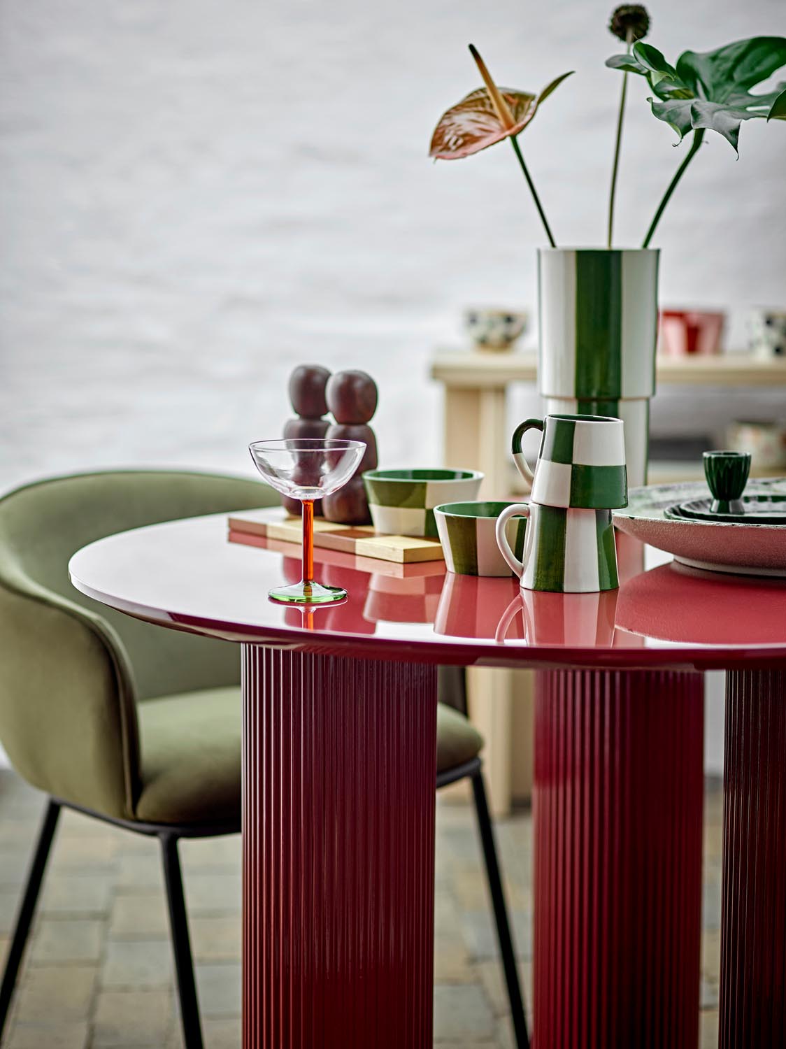 Cortone Esszimmerstuhl, Grün, Recyceltes Polyester in Green präsentiert im Onlineshop von KAQTU Design AG. Stuhl ist von Bloomingville