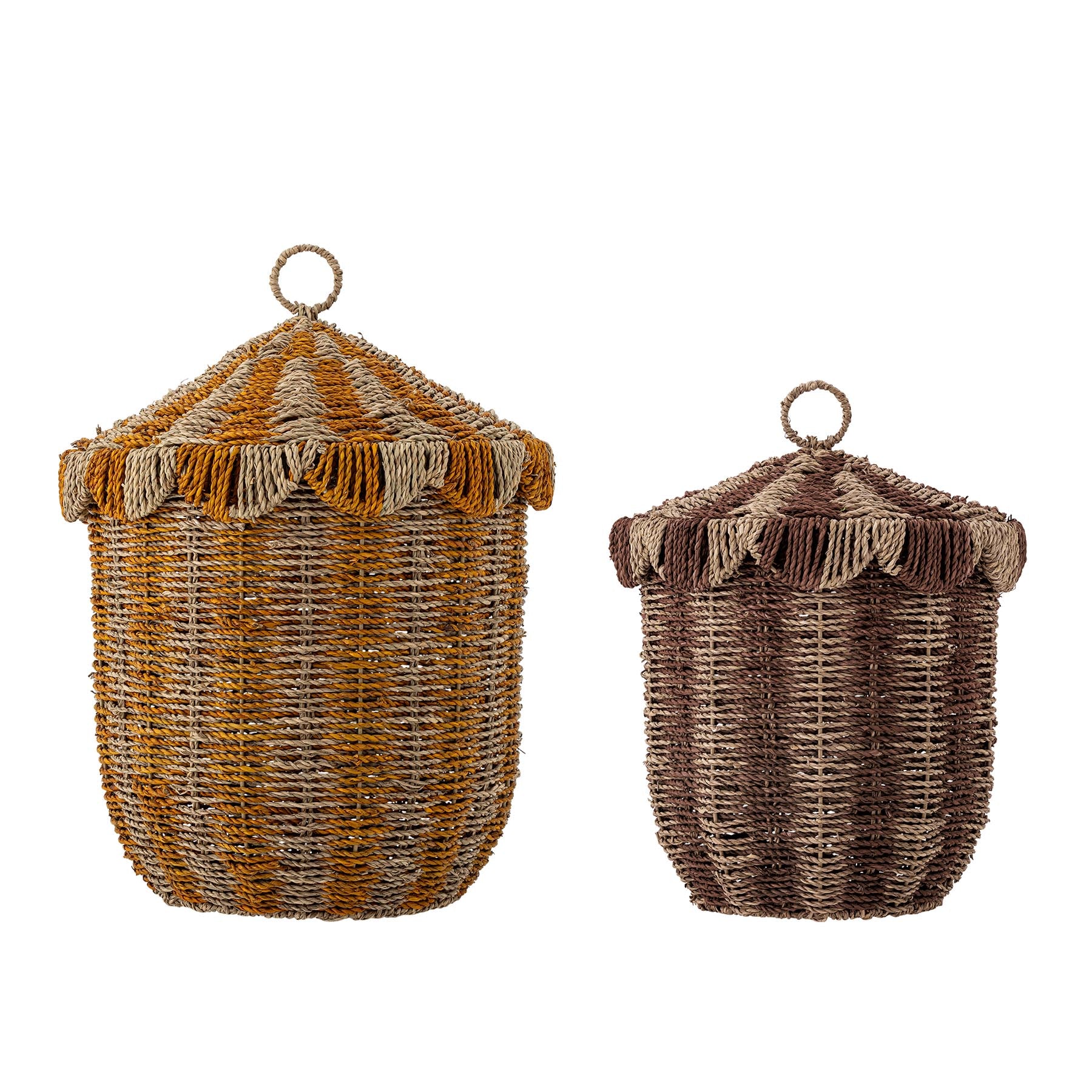 Cikkeline Korb mit Deckel, Bunt, Seegras in Multi präsentiert im Onlineshop von KAQTU Design AG. Aufbewahrungskorb ist von Bloomingville Mini