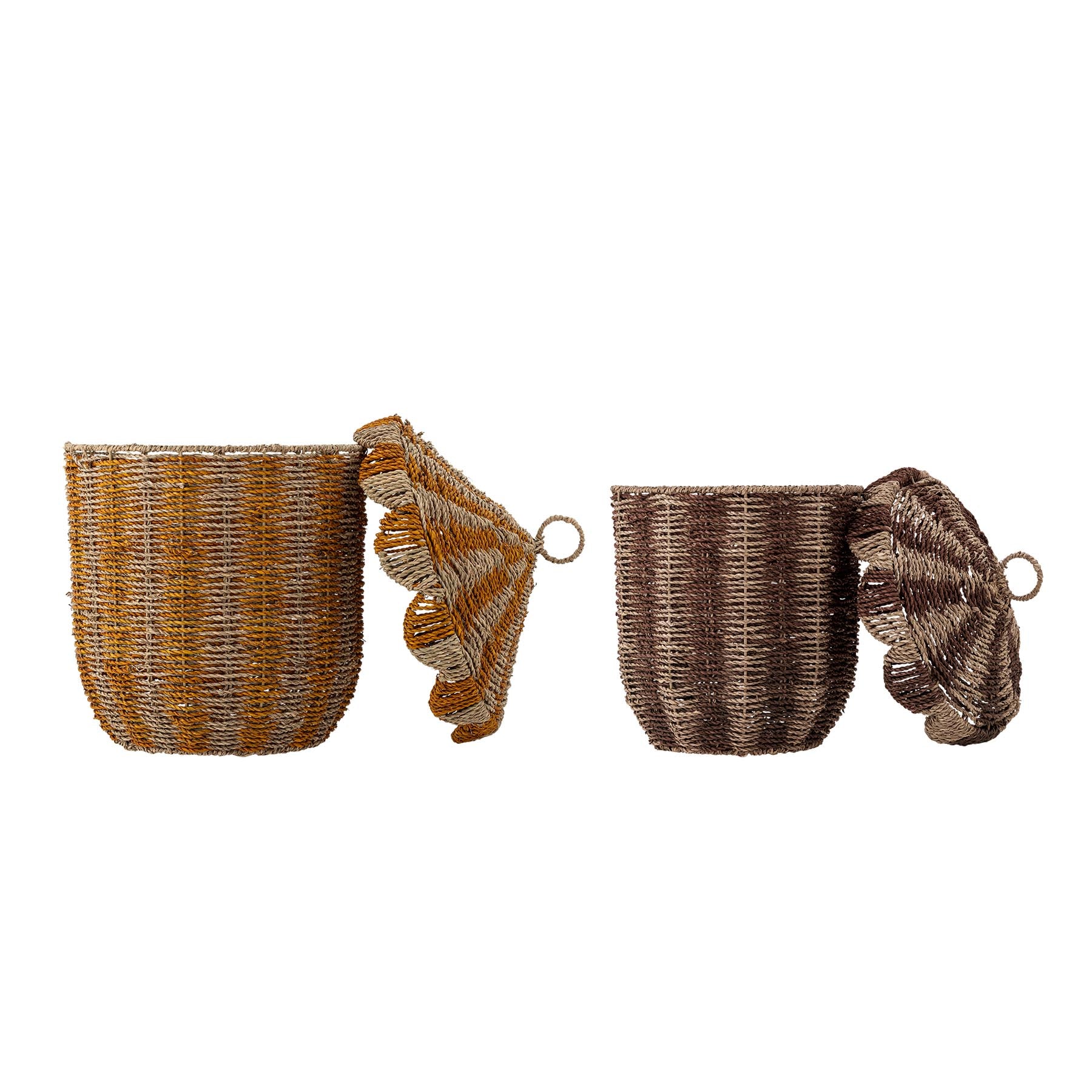 Cikkeline Korb mit Deckel, Bunt, Seegras in Multi präsentiert im Onlineshop von KAQTU Design AG. Aufbewahrungskorb ist von Bloomingville Mini