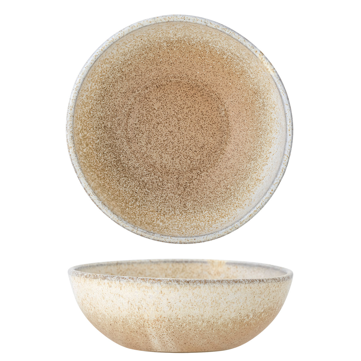 Runde beige Schale aus Steinzeug mit reaktiver Glasur, Durchmesser 16 cm, Höhe 5 cm, aus der Paula Serie von Bloomingville
