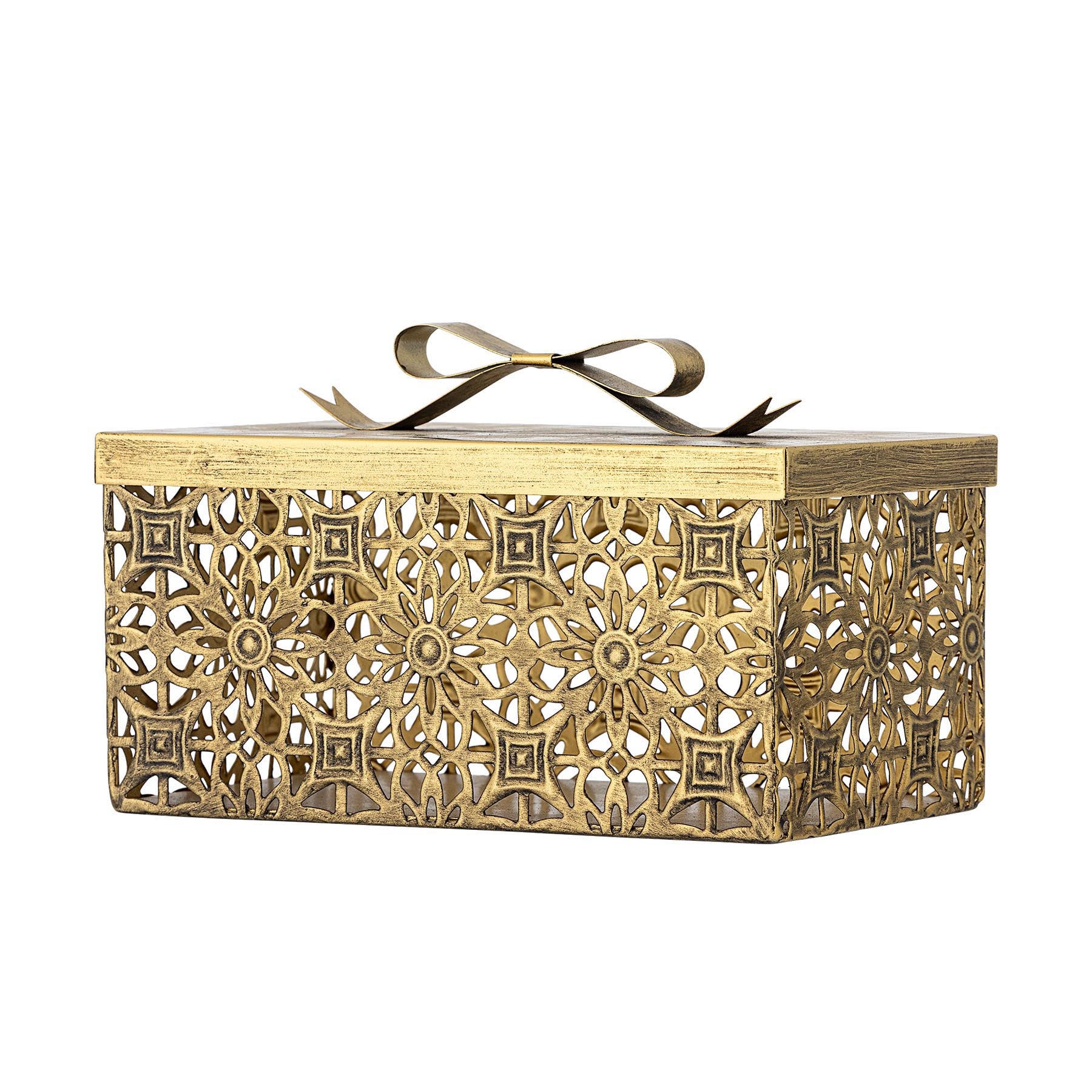 Gretl Box mit Deckel, Gold, Metall in Gold präsentiert im Onlineshop von KAQTU Design AG. Aufbewahrungsbox ist von Bloomingville