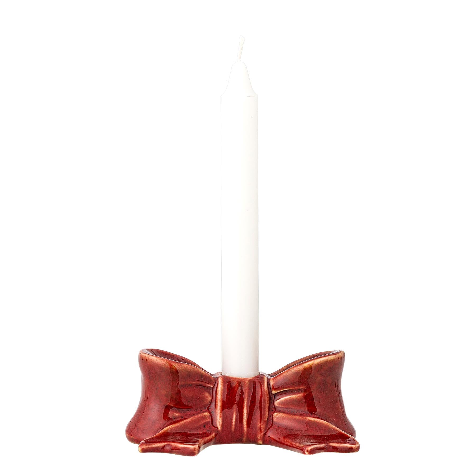 Bow Kerzenhalter, Rot, Steingut in Red präsentiert im Onlineshop von KAQTU Design AG. Kerzenständer ist von Bloomingville