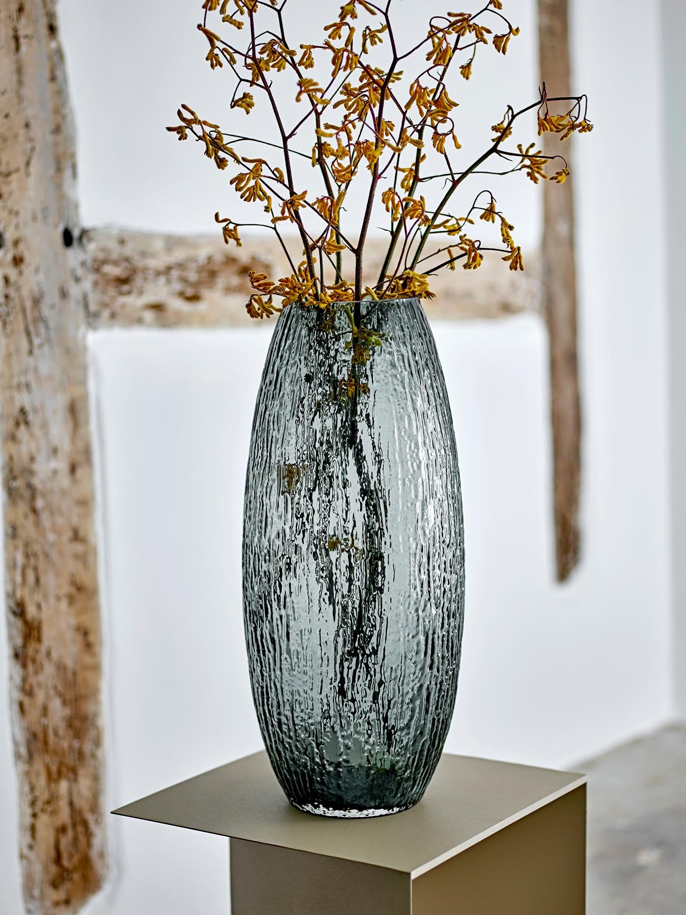 Brock Vase, Grau, Glas