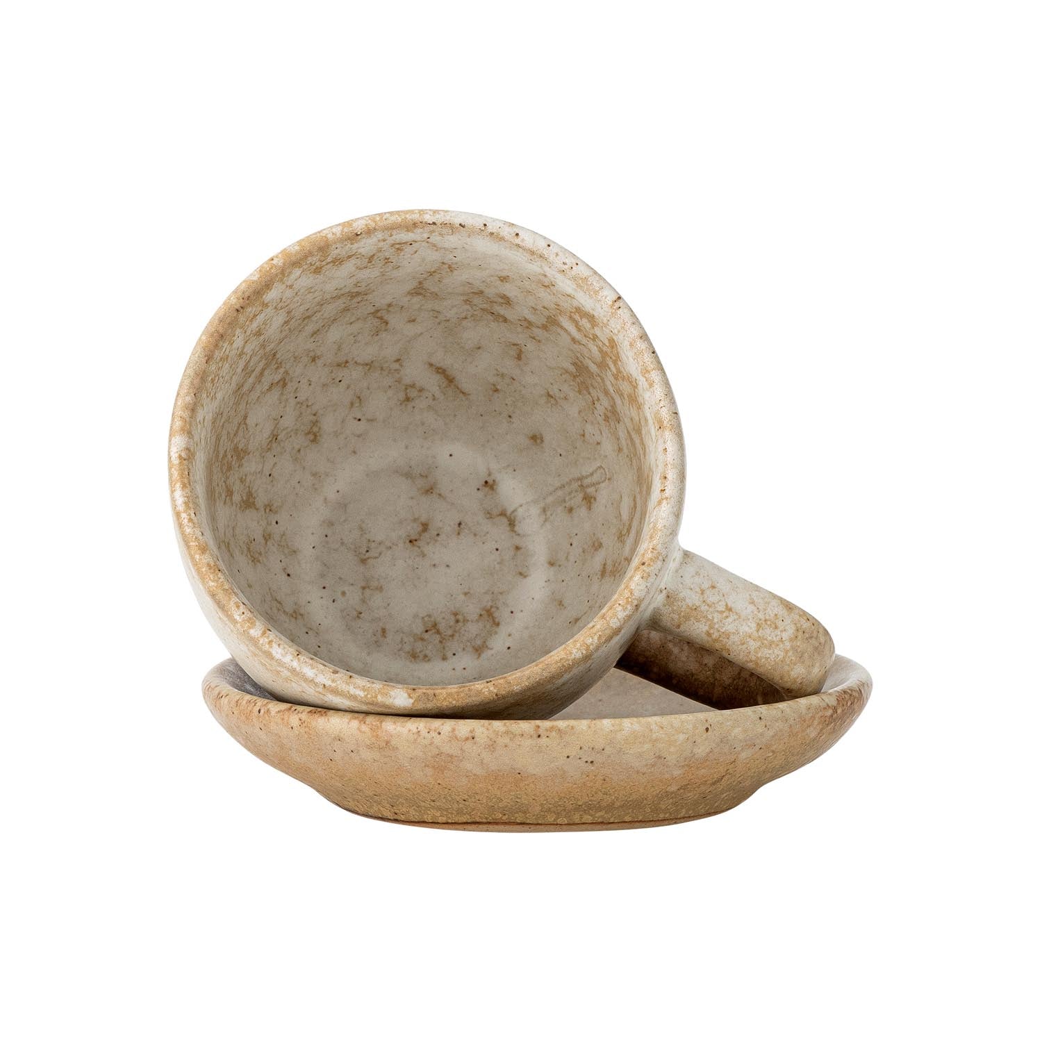 Brenta Tasse mit Untertasse, Natur, Steingut in Natur präsentiert im Onlineshop von KAQTU Design AG. Tasse ist von Bloomingville