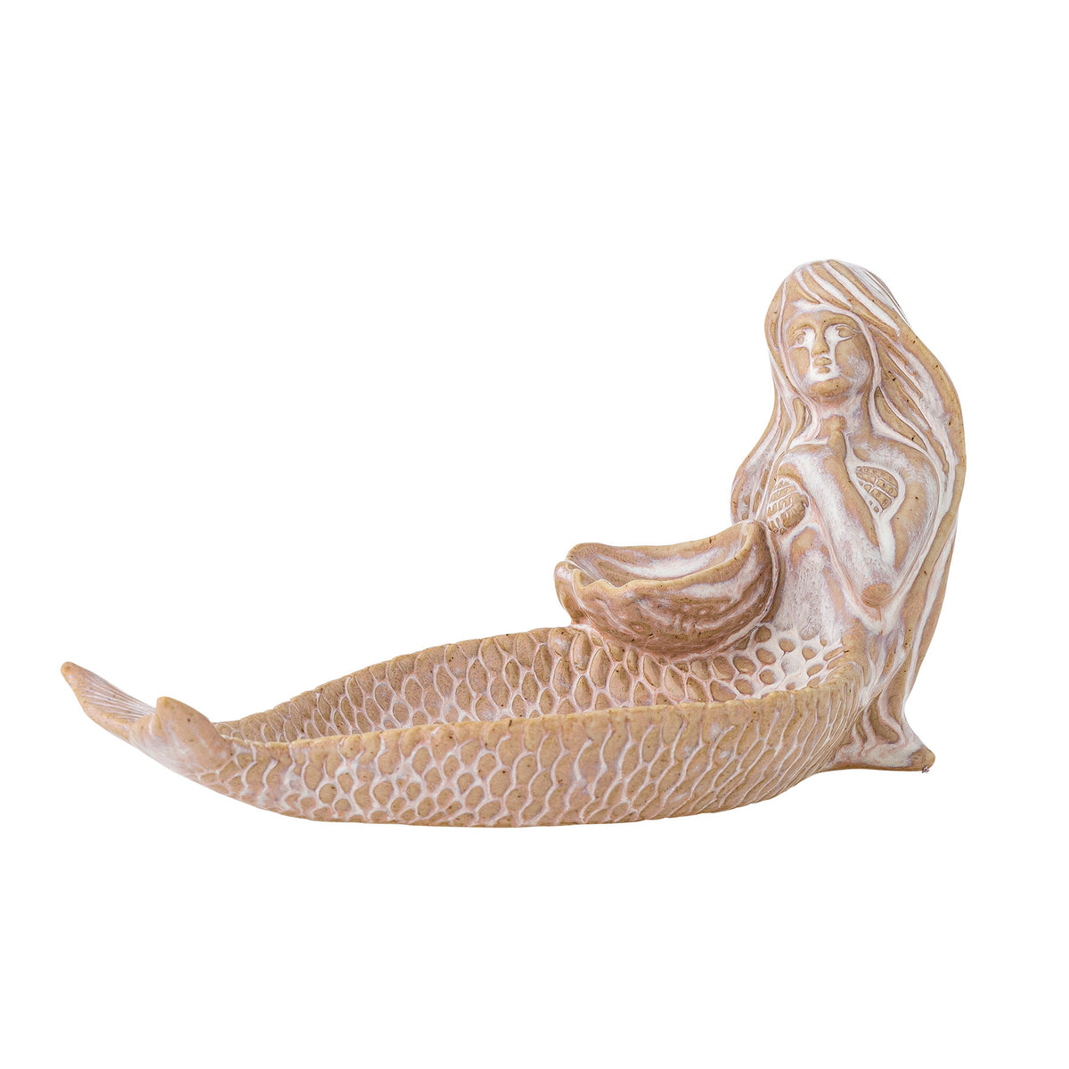 Runde Schale aus Steingut in Beige mit reaktiver Glasur, Modell Abitha von Creative Collection, Grösse 19.5 x 8.5 x 10 cm